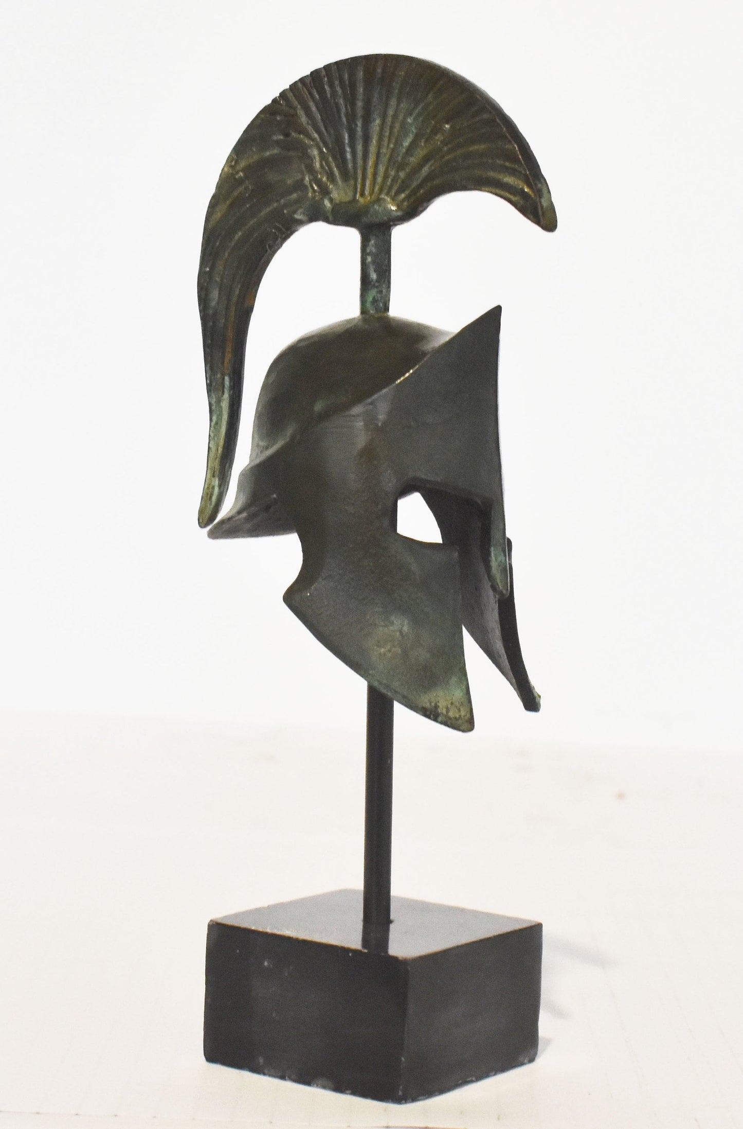 Leonida's Helmet - Legendary Spartan king - Battle of Thermopylae - 300 Spartans - marble base - pure bronze statue