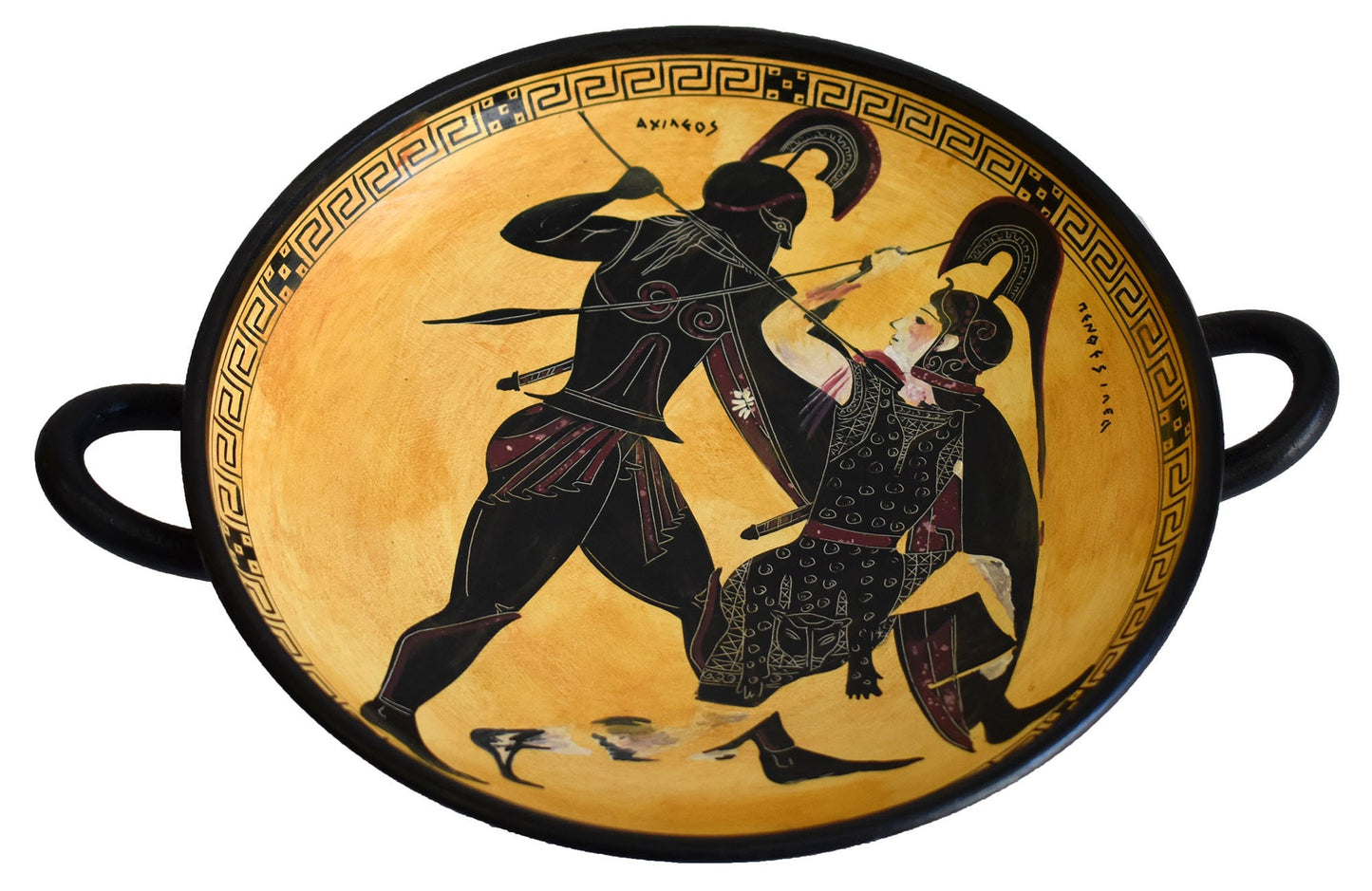 Achilles and Penthesileia, Queen of the Amazons - Homer's Iliad - Black Figure small Kylix Vase by Exekias - British Museum Replica
