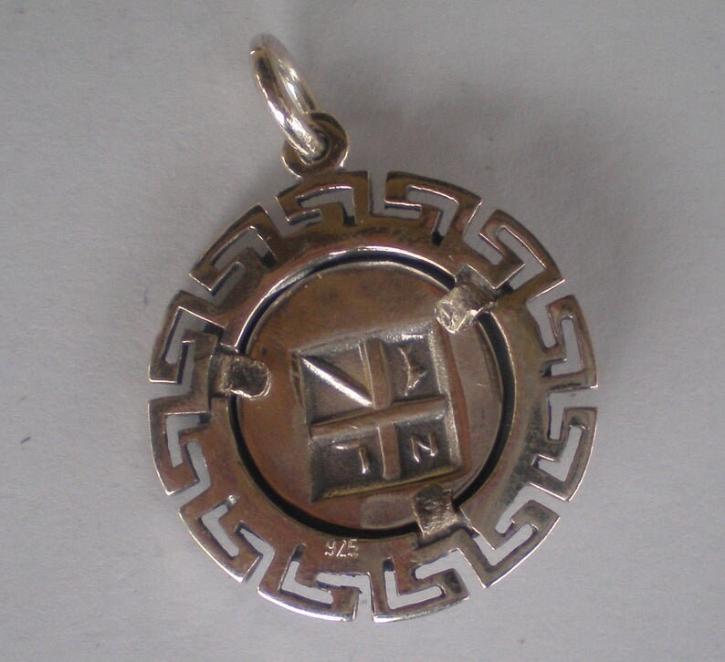 Aegina's sea turtle - first Ancient Greek coin - Symbol of Longevity, Stability, Protection - Meander Design - Pendant - 925 Sterling Silver