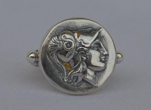 Greek Roman Goddess Athena Minerva - Goddess of Wisdom, Strength and Strategy - Ring - Size Us 8 1/2 - 925 Sterling Silver