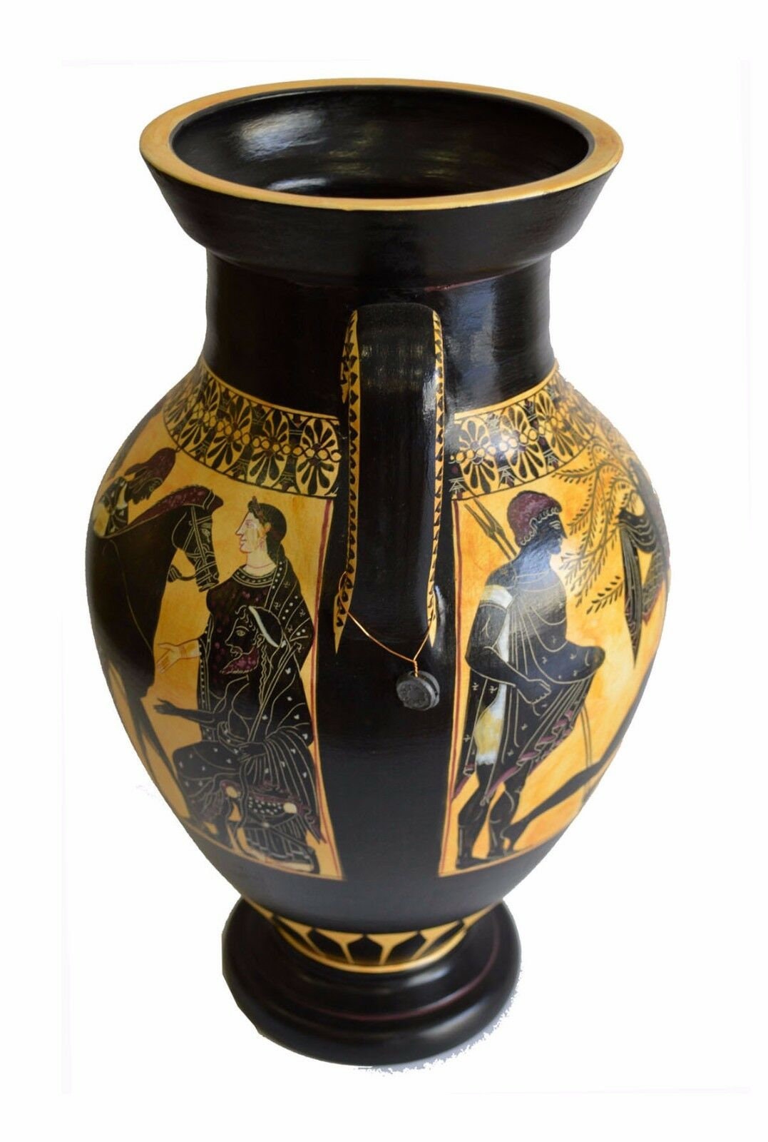 Hercules fighting Lion of Nemea - Goddess Athena - Ancient Greek Amphora - Museum Replica
