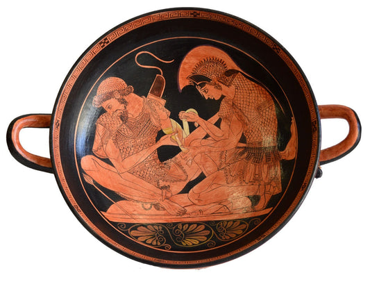Achilles binding Patroclus wounds Kylix - Sosias Painter - Berlin Museum Replica