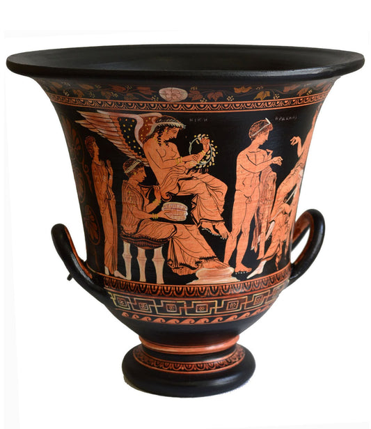 Hercules, Goddess Athena, Achilles,Hector, Nike- Red Figure Krater