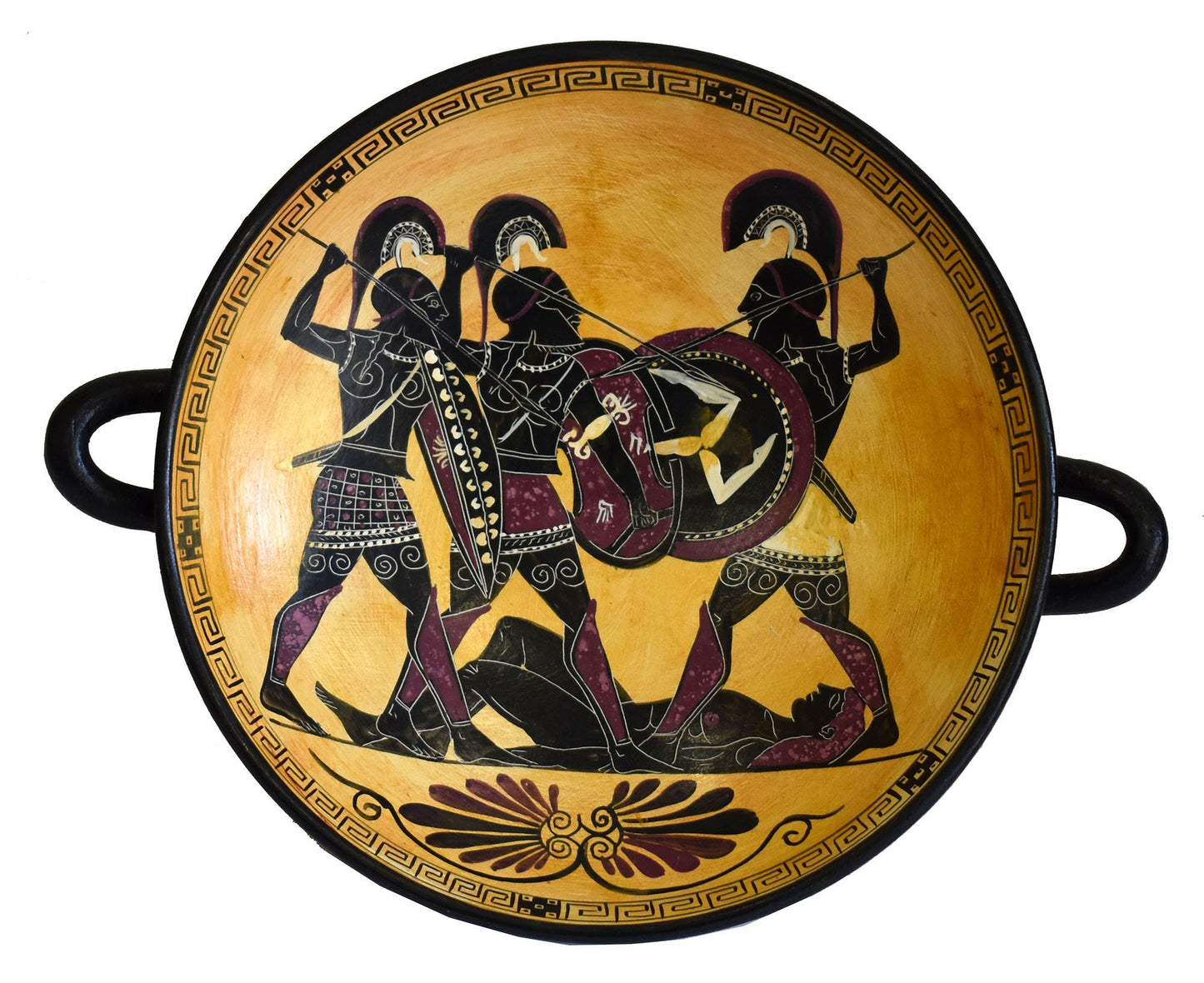 Achilles Hector Menelaos Paris -Trojan War - Homer's Iliad - Black Figure small Kylix Vase