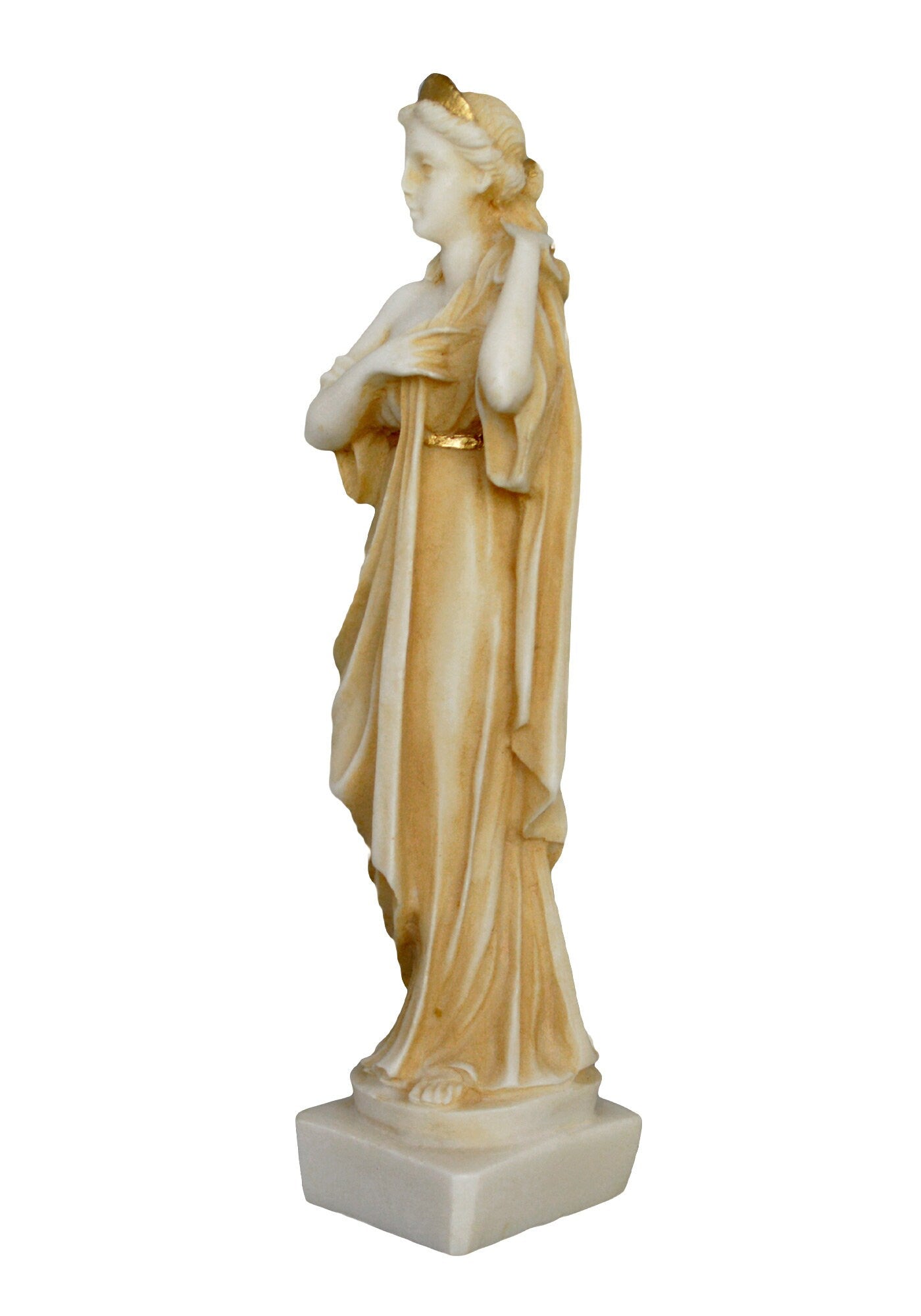 Artemis Diana – Greek Roman Goddess of Hunt, the Wilderness, Childbirth, the Moon, and Chastity - Sister of Apollo - Aged Alabaster Statue
