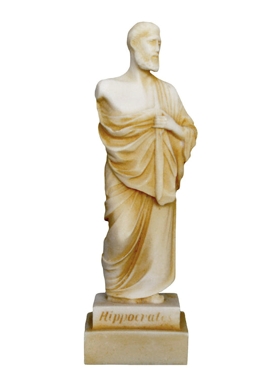 Hippocrates of Kos - Greek physician - Father of Medicine - 460– 370 BC - Hippocratic School of Medicineaged - Aged Alabaster Statue