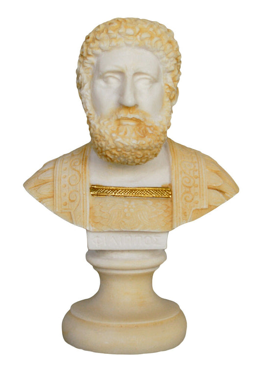 Philip II Bust - King of Macedonia - 382–336 BC - Expanded  his Empire over all of Greece - Father of Alexander the Great - Alabaster Statue