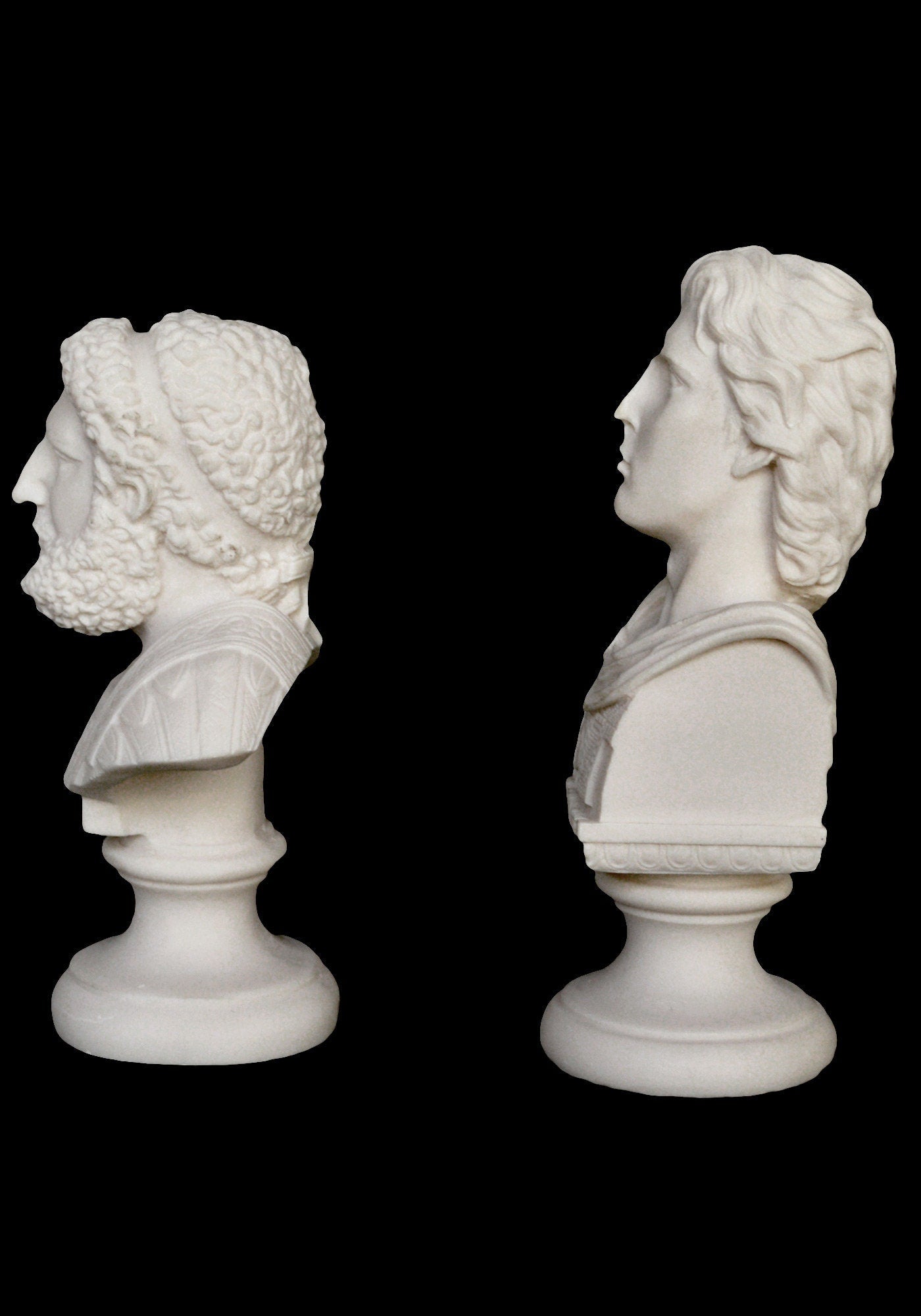 Philip II of Macedon and Alexander the Great Set - Kings and Conquerors - Father and Son - Rulers who Gripped the World - Alabaster Statues