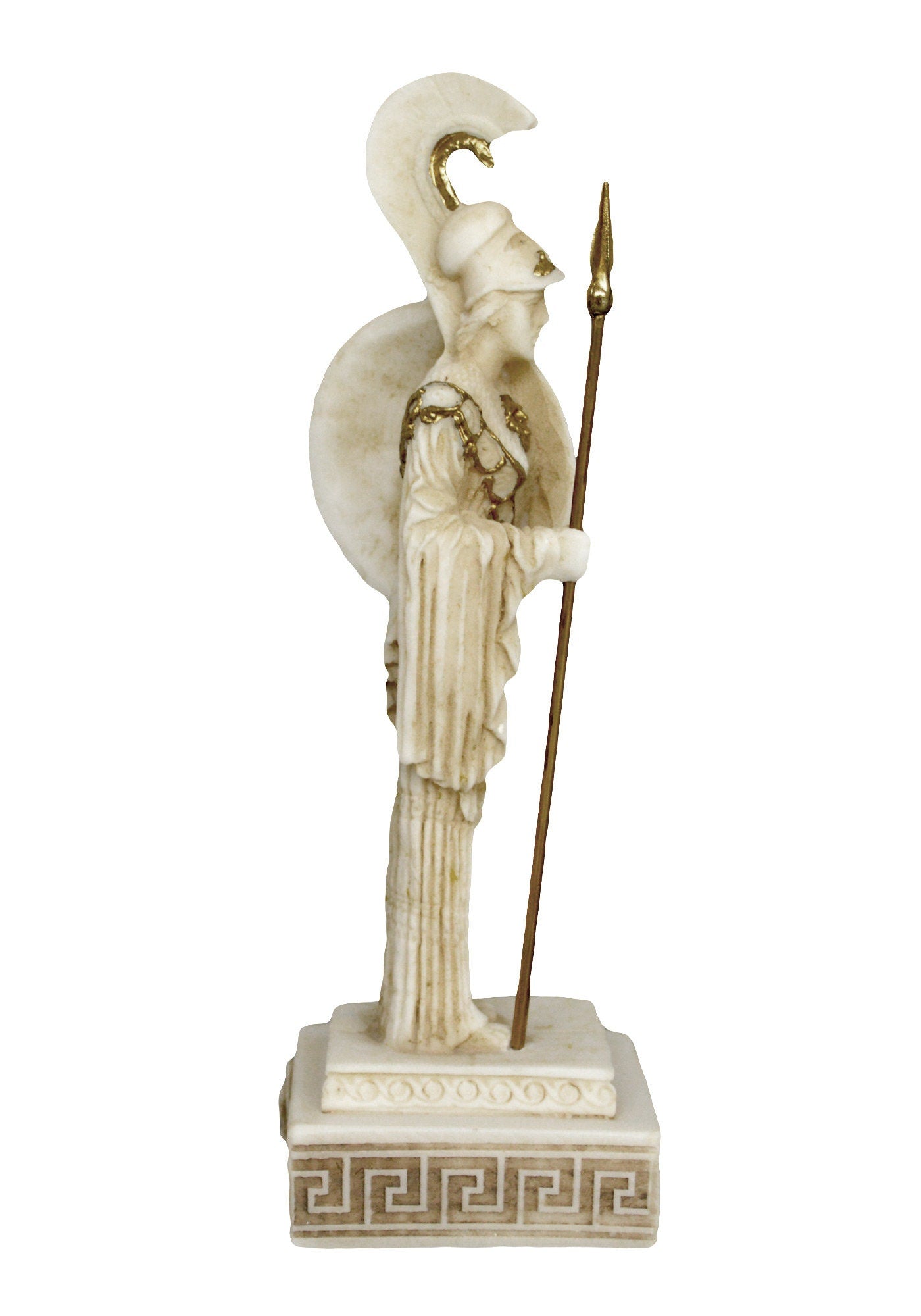 Athena Minerva - Greek Roman goddes of Wisdom, Strength, Strategy, Courage, Inspiration, Arts, Crafts, and Skill - Aged Alabaster Statue