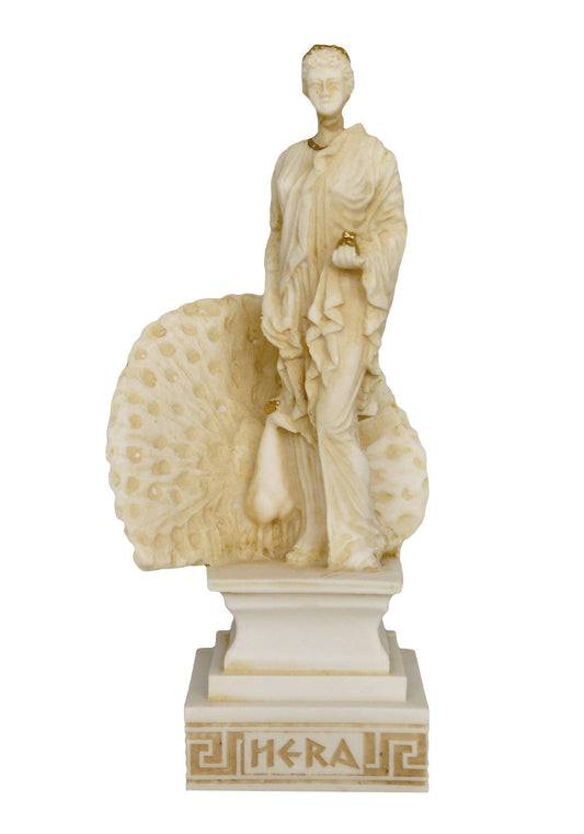 Hera  Juno - Greek Roman Goddess of Women, Queen of the Olympians  - Aged Alabaster Statue