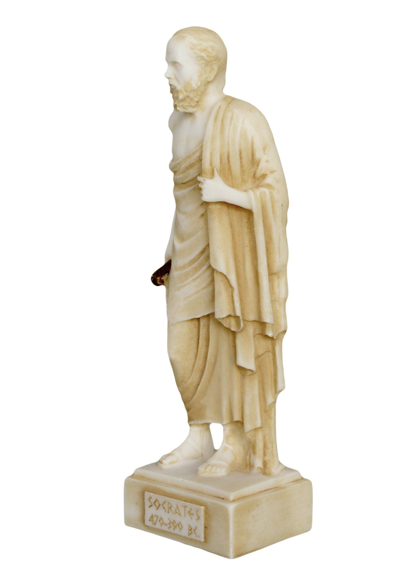 Socrates - Ancient Greek Philosopher - 470-399 BC - Teacher of Plato - Father of Western Philosophy - Aged Alabaster Statue