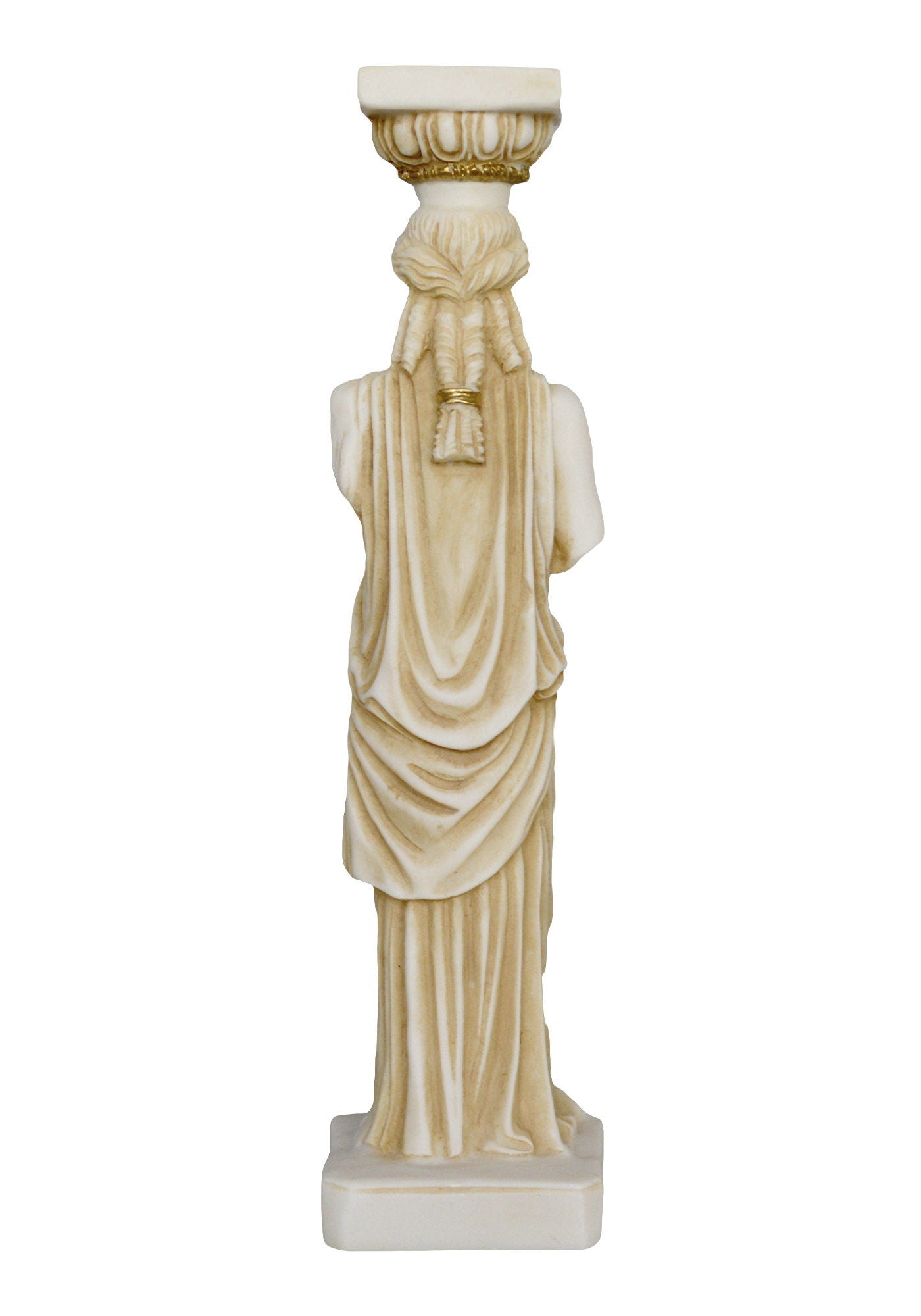 Caryatid - Maiden Young Female Figure - Erechtheion, Acropolis of Athens - Aged Alabaster Sculpture Statue