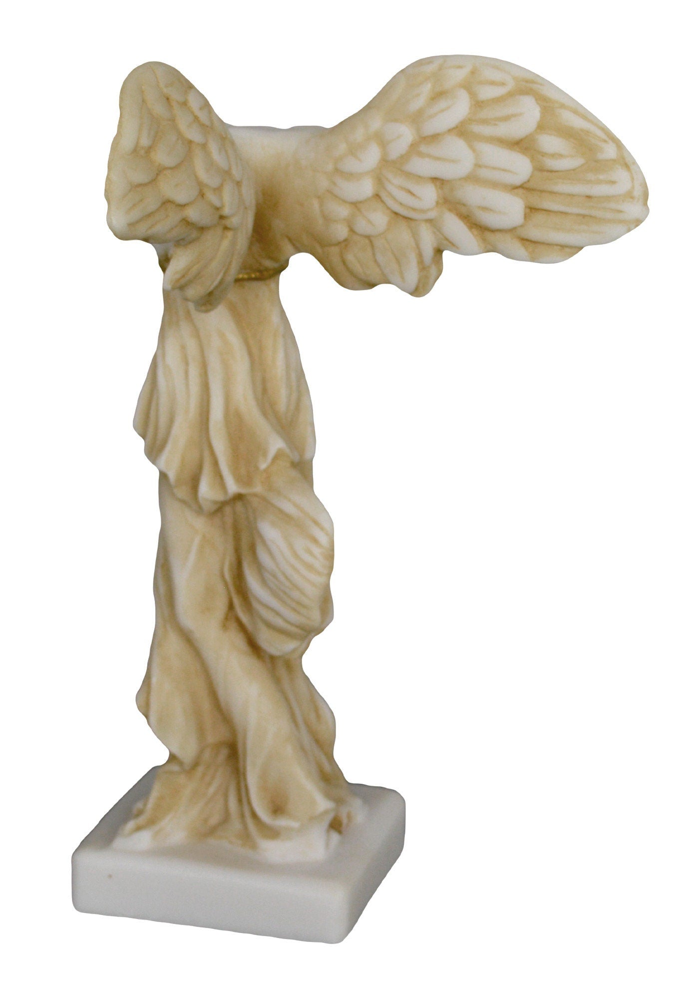 Nike - Winged Victory of Samothrace - One of the World's Most Celebrated Sculptures - Louvre Museum - Reproduction - Aged Alabaster