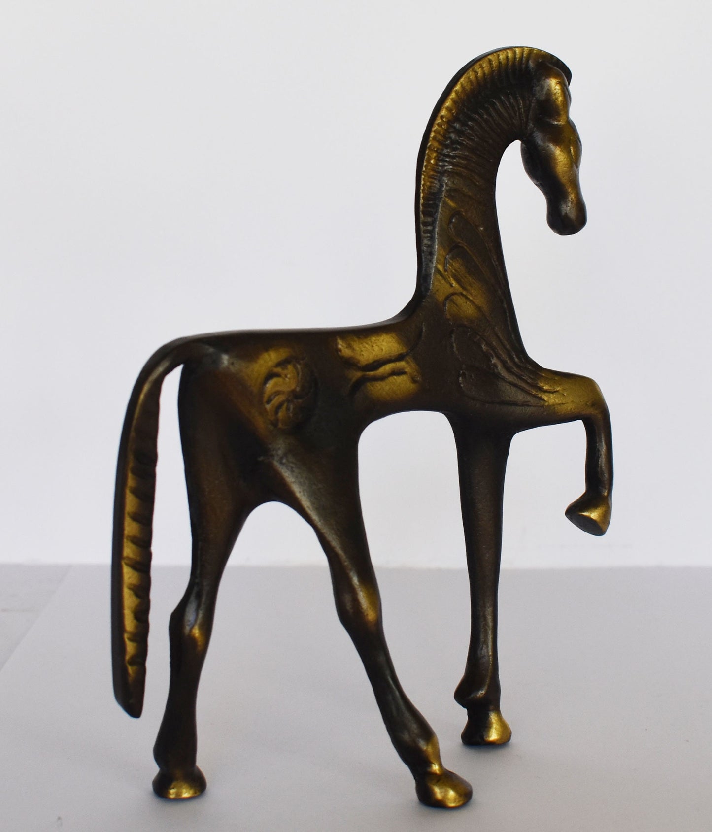 Ancient Greek Horse - In motion - pure Bronze Sculpture - Symbol of Wealth and Prosperity