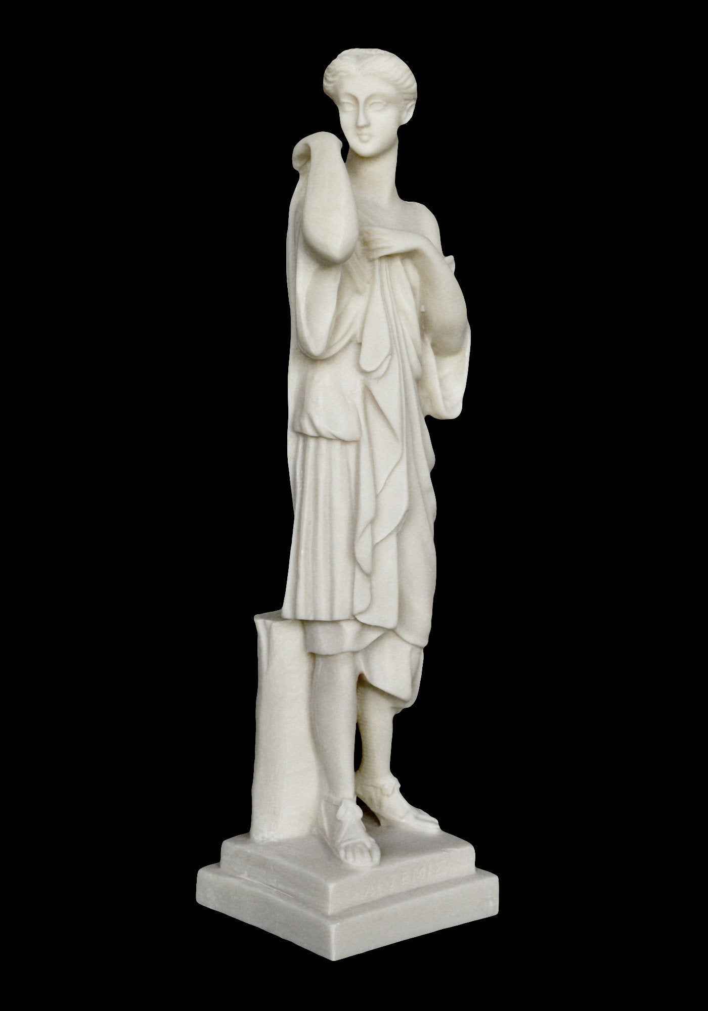 Artemis Diana – Greek Roman Goddess of Hunt, the Wilderness, Wild Animals, the Moon, and Chastity - Mythology - Alabaster Statue