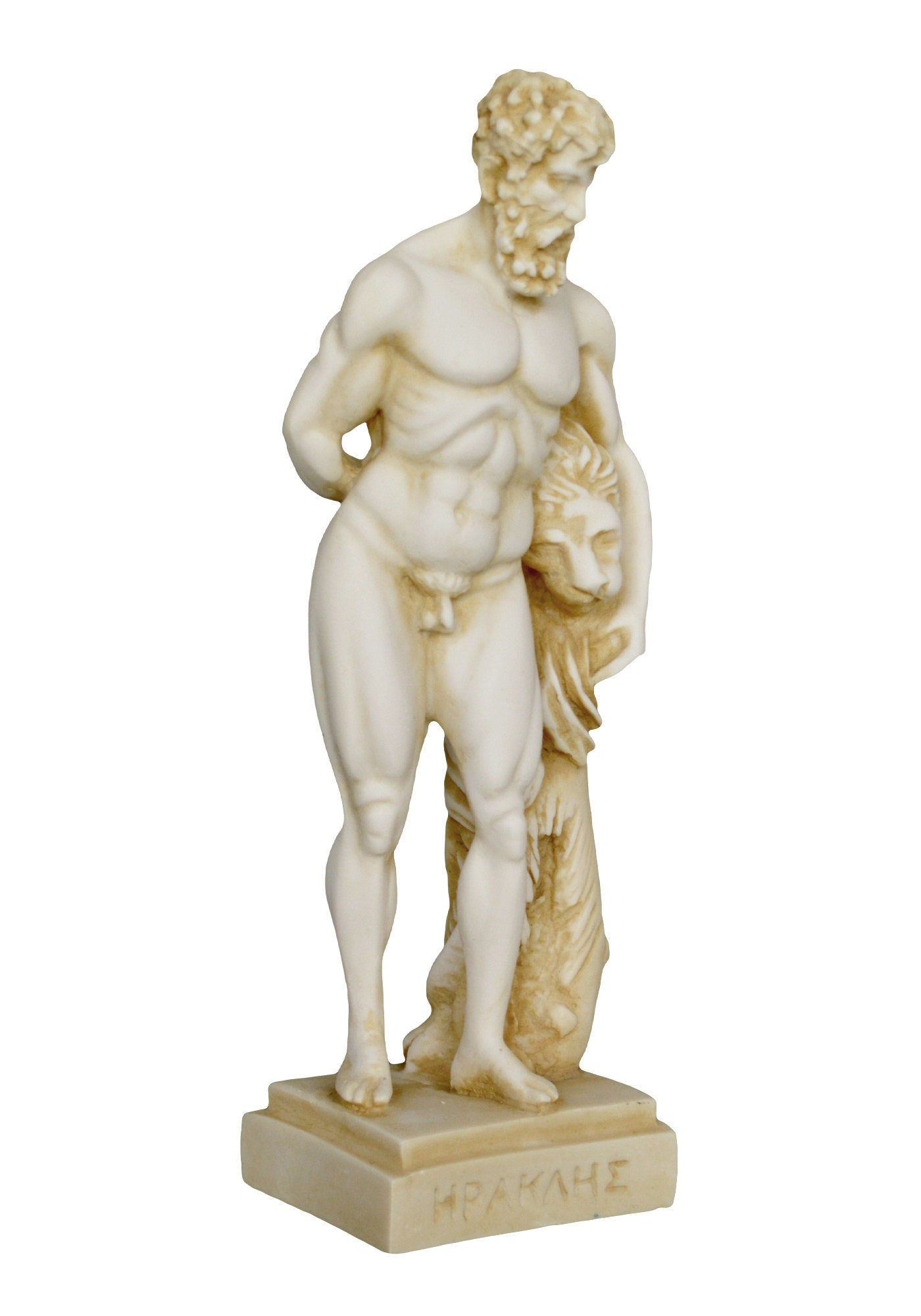 Hercules and Nemean Lion - Son of Zeus and Alcmene - Greek Divine Hero - The 12 Labours - Strong, Brave and Masculine - Aged Alabaster