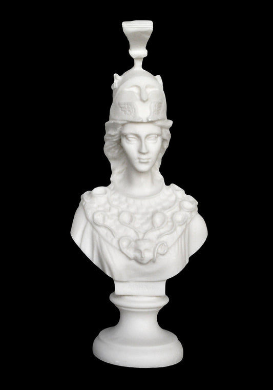 Athena Minerva - Greek Roman Goddess of Strength, Strategy, Symbol of Wisdom - Alabaster Bust