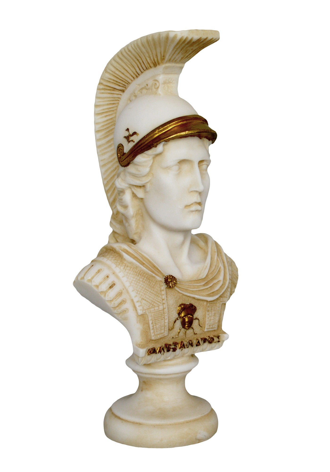 Alexander the Great Bust - King of Macedonia - 356–323 BC - Son of Philip - Visionary Leader - Student of Aristotle - Aged Alabaster Statue