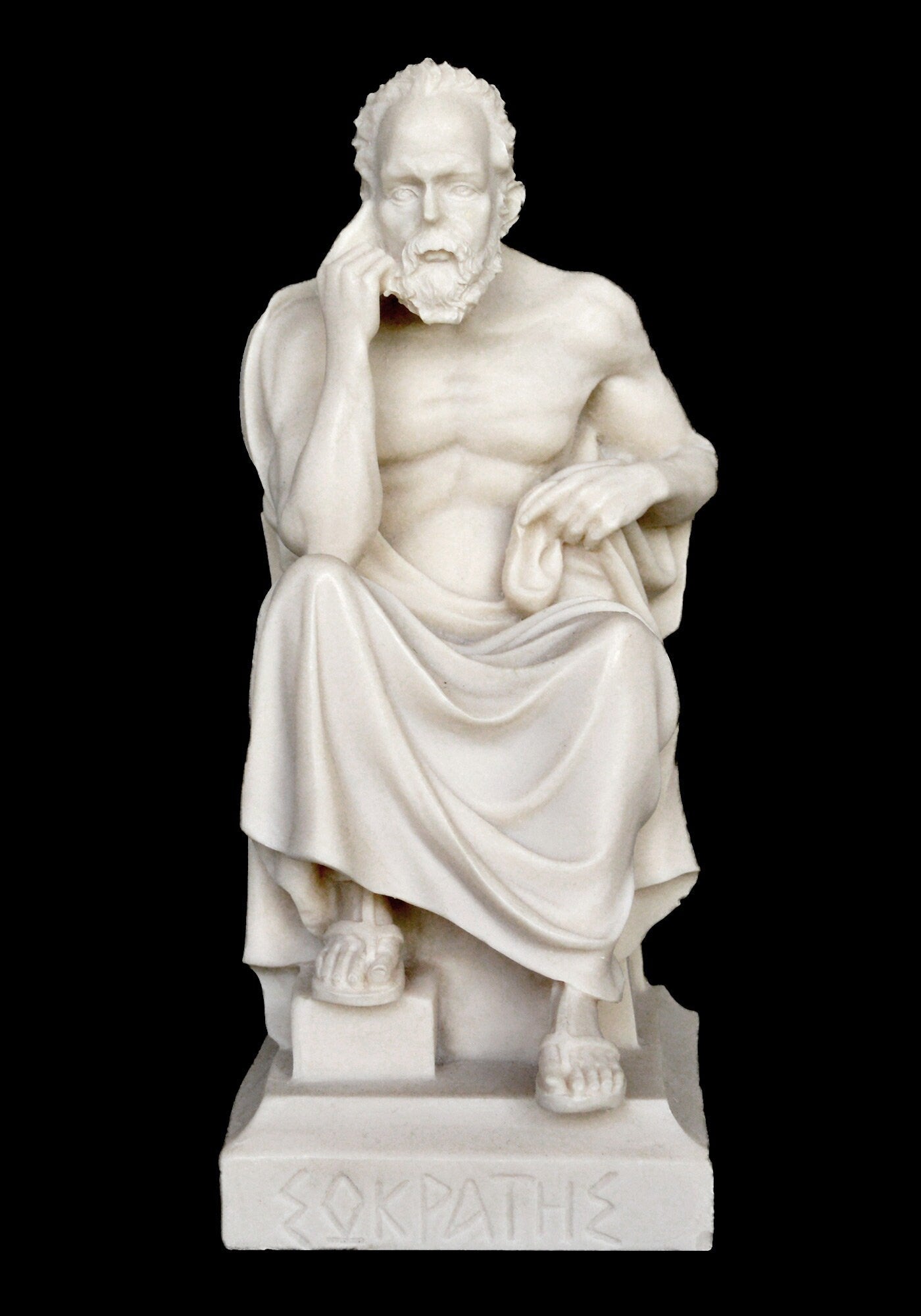 Socrates - Ancient Greek Philosopher - 470-399 BC - Teacher of Plato - Father of Western Philosophy - Alabaster sculpture