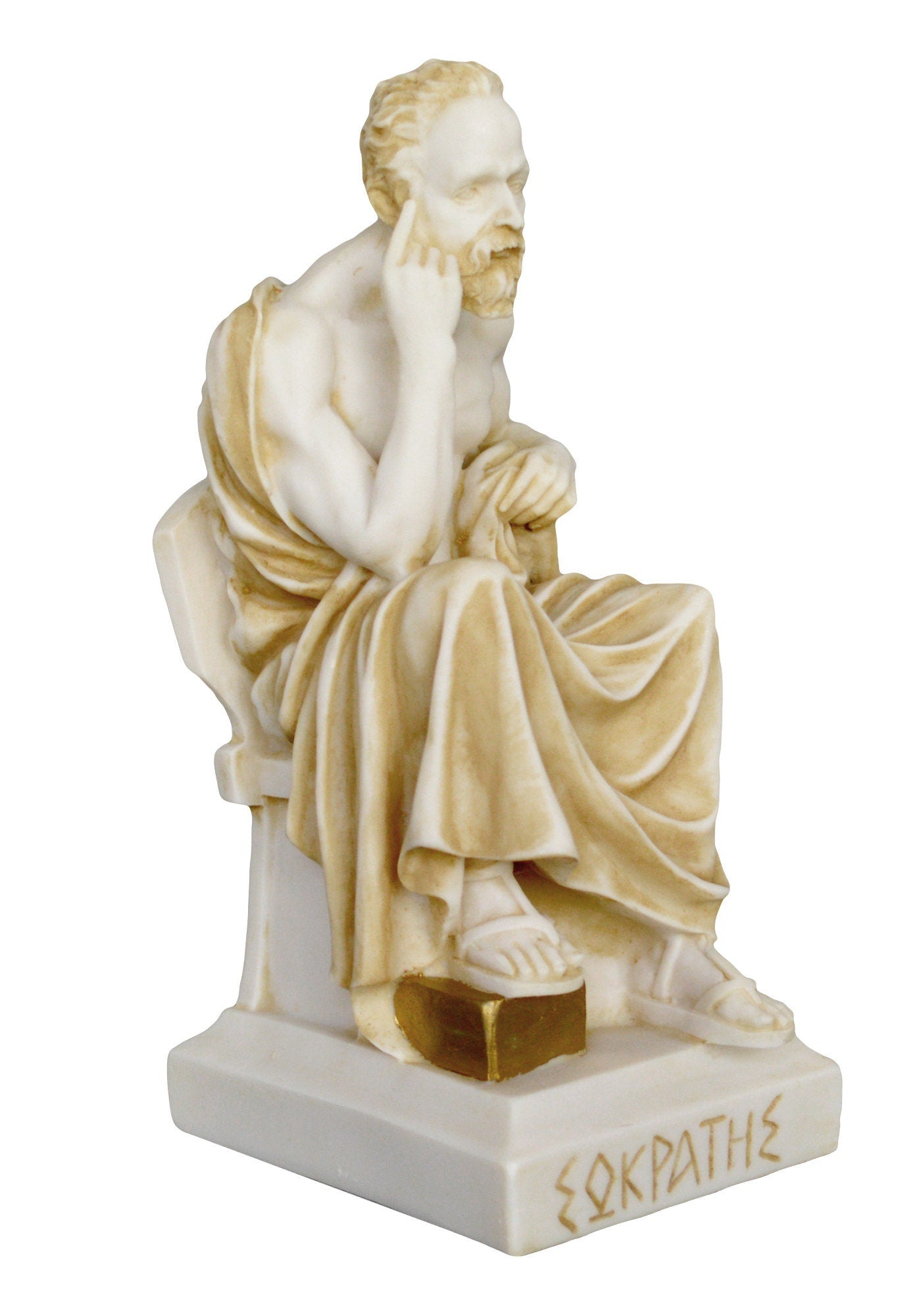 Socrates - Ancient Greek Philosopher - 470-399 BC - Teacher of Plato - Father of Western Philosophy - Aged Alabaster Sculpture