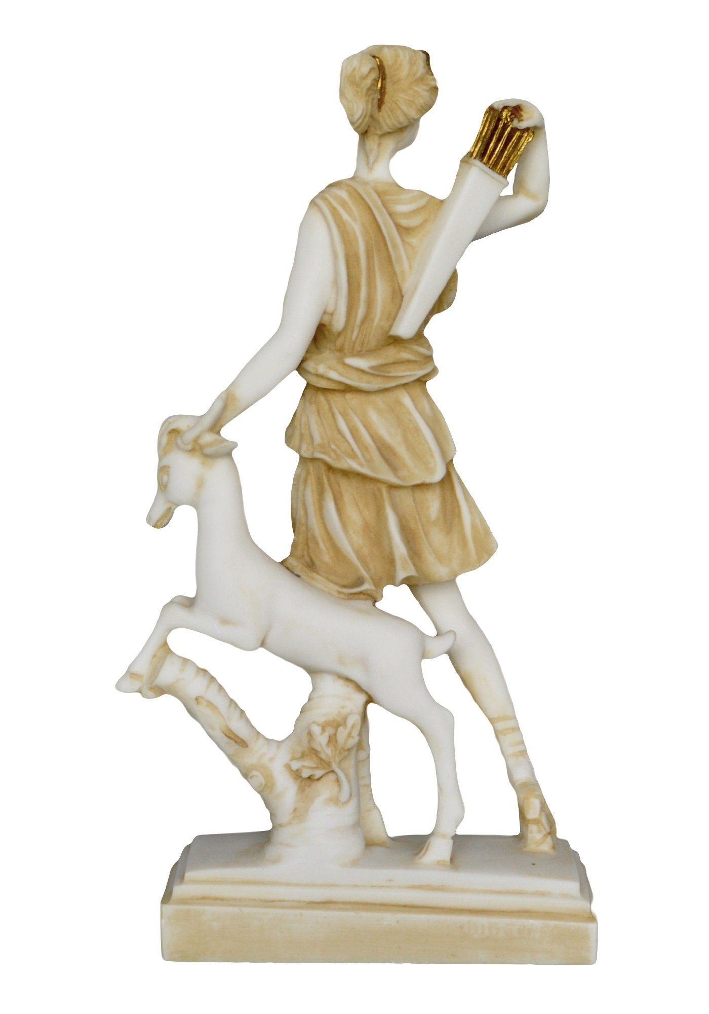 Artemis Diana – Greek Roman Goddess of Hunt, the Wilderness, Wild Animals, the Moon, and Chastity - Sister of Apollo - Aged Alabaster Statue