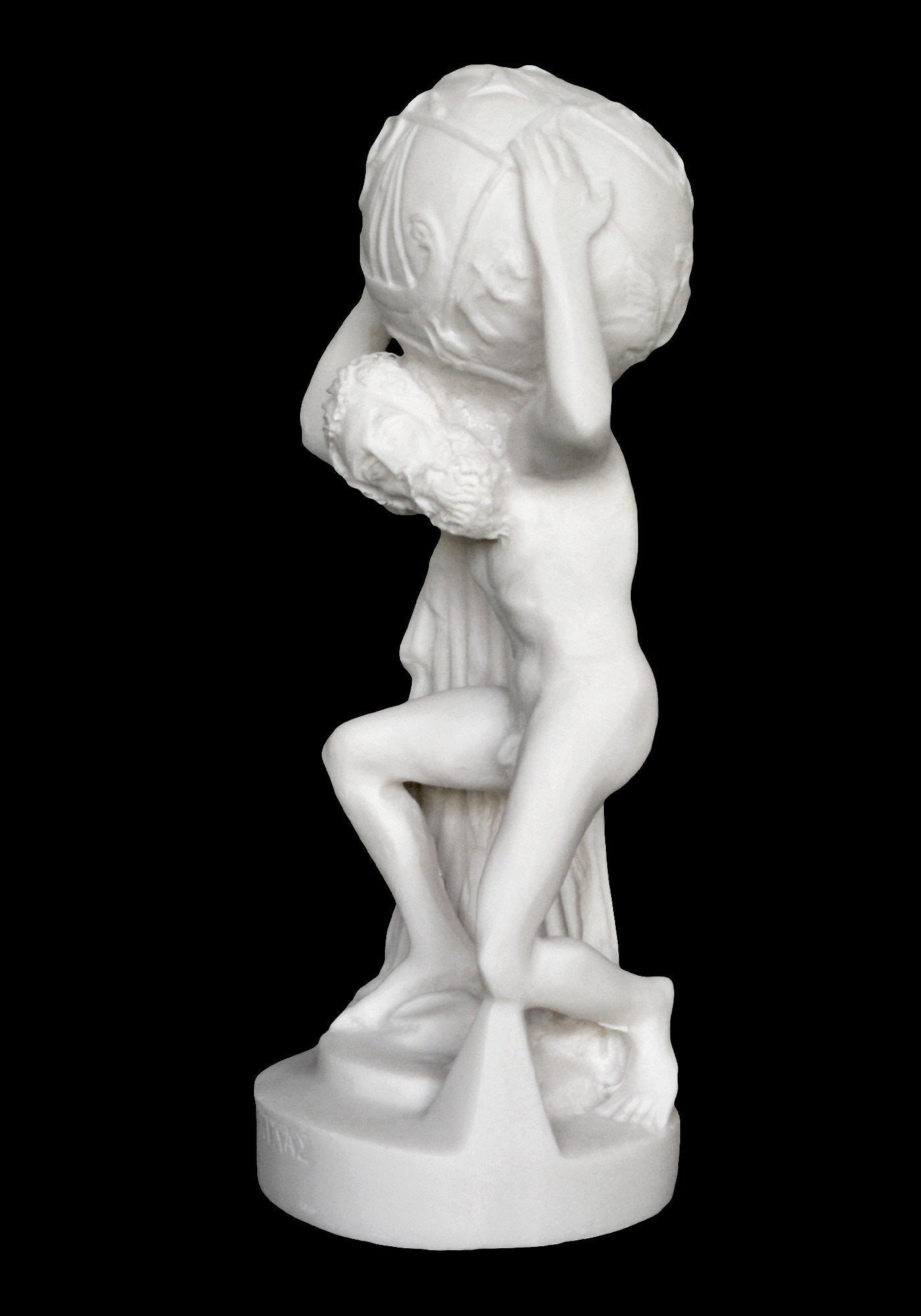 Atlas - Iapetus’ son - Leader of the Titan Rebellion against Zeus - Condemned to eternally hold up the Sky - Alabaster Statue Sculpture