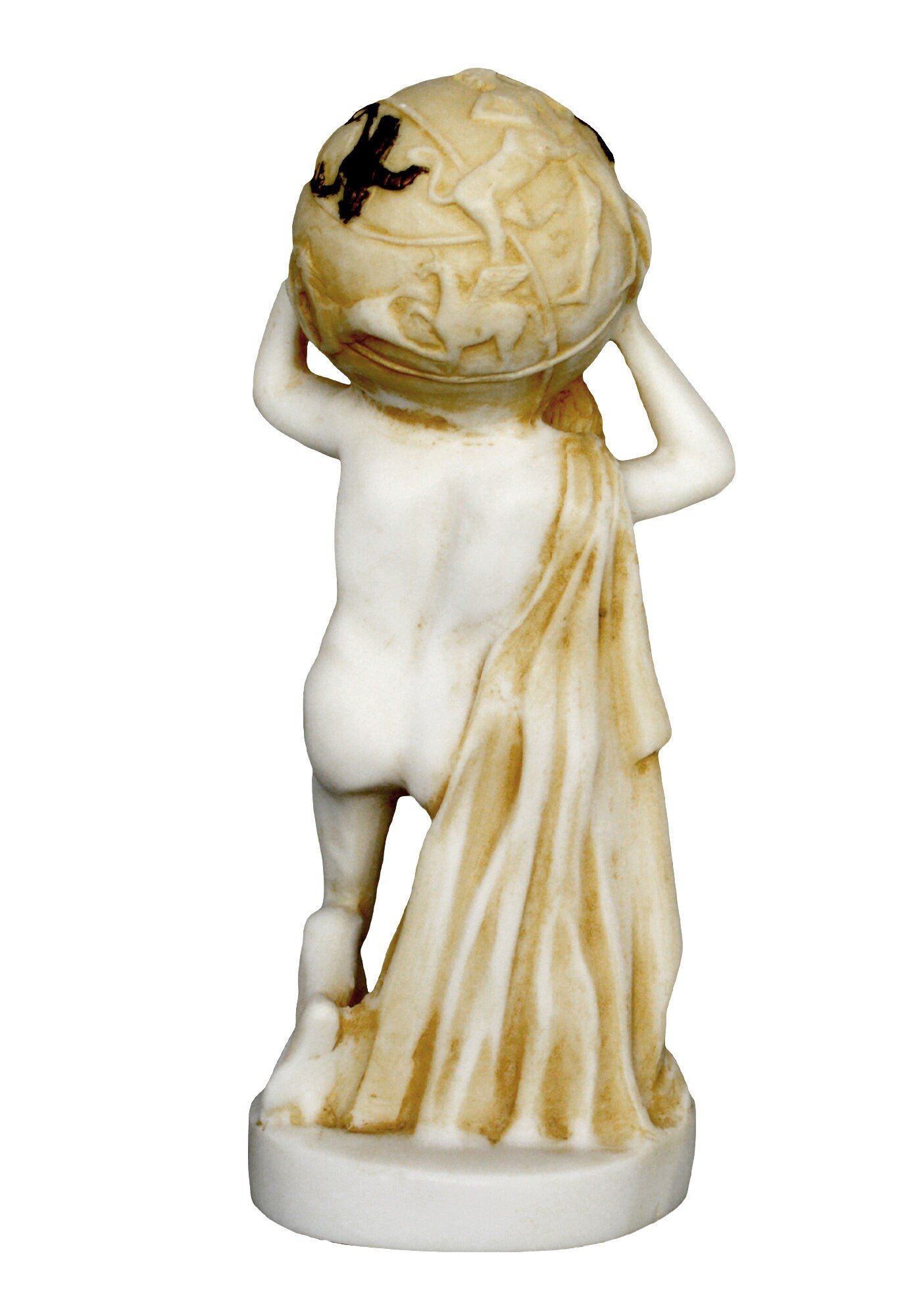 Atlas holding Heavens - Titanomachy, Astronomy - aged alabaster statue Sculpture