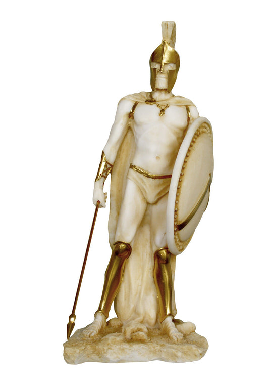 Leonidas - Spartan King - Leader of 300 - Battle of Thermopylae - 480 BC - Molon Labe, Come and Take Them - Alabaster Aged Sculpture Statue