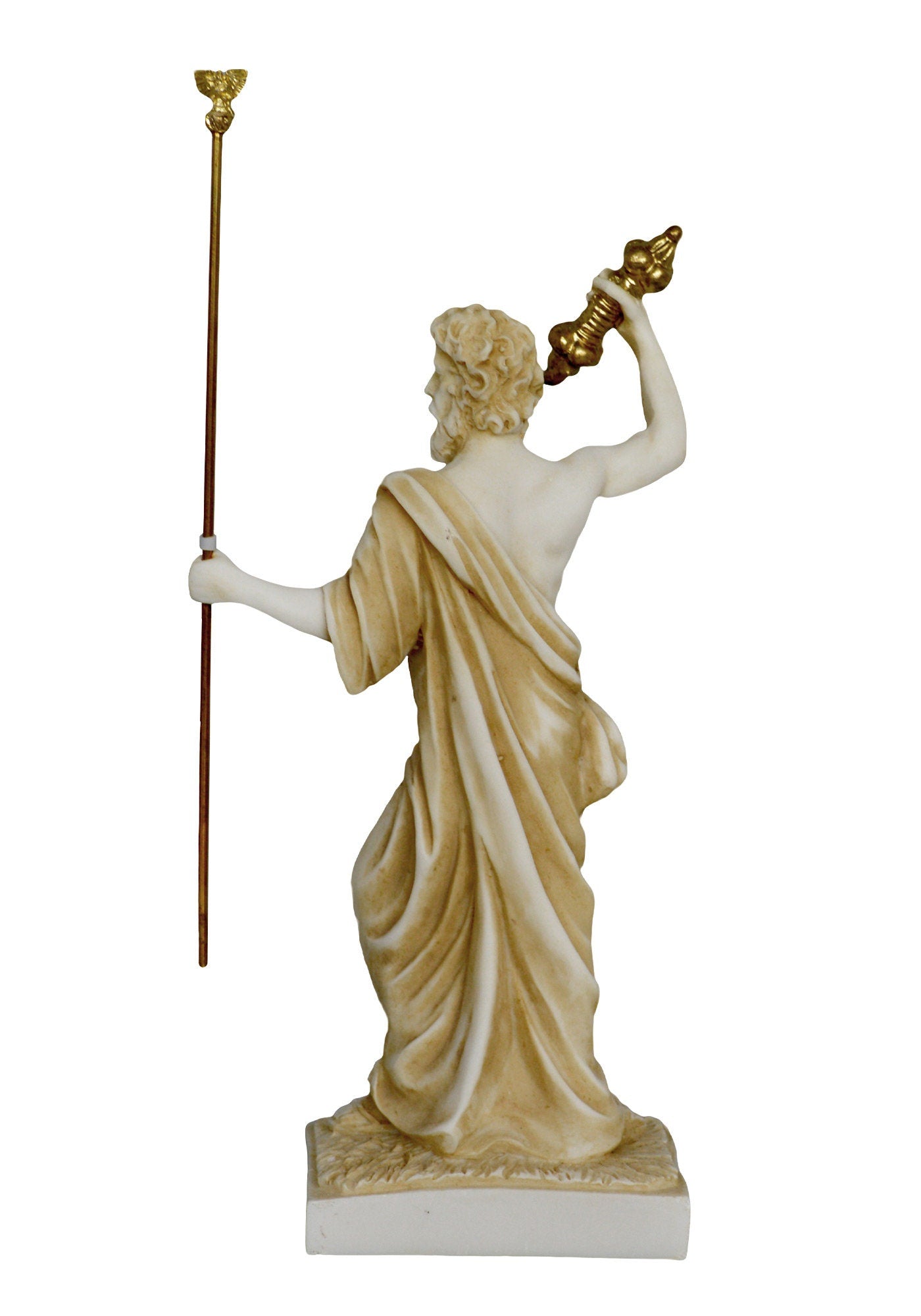 Zeus Jupiter - Greek Roman King of all Gods of Mount Olympus - Ruler of Sky, Lightning and Thunder - Aged Alabaster Statue
