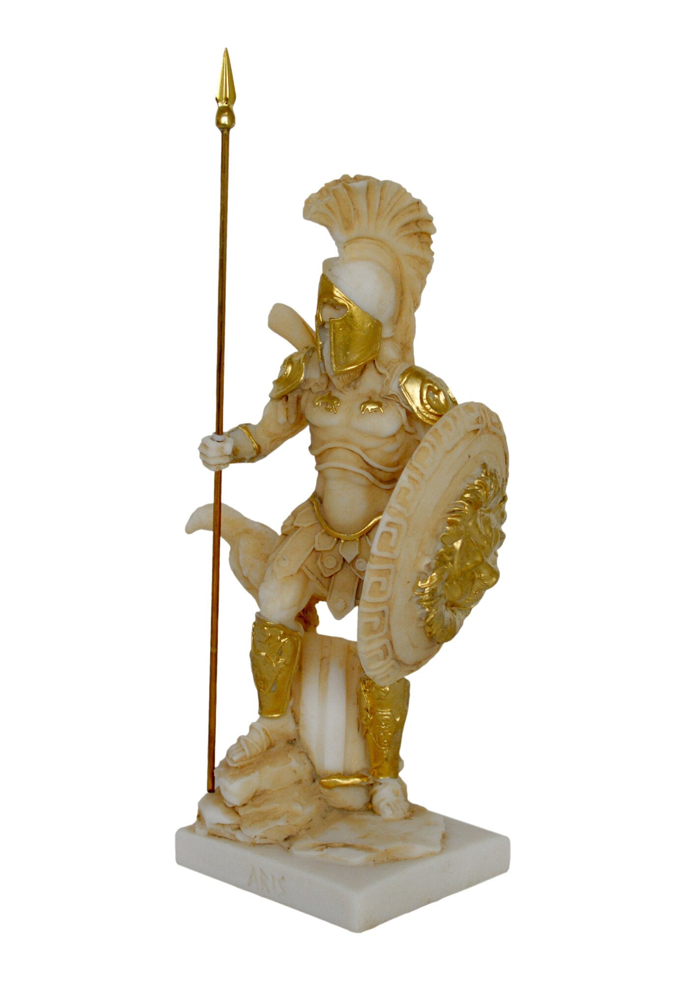 Ares Mars - Greek Roman God of War and Courage - Spirit of Battle - Son of Zeus and Hera - Olympian God - Aged Alabaster Statue
