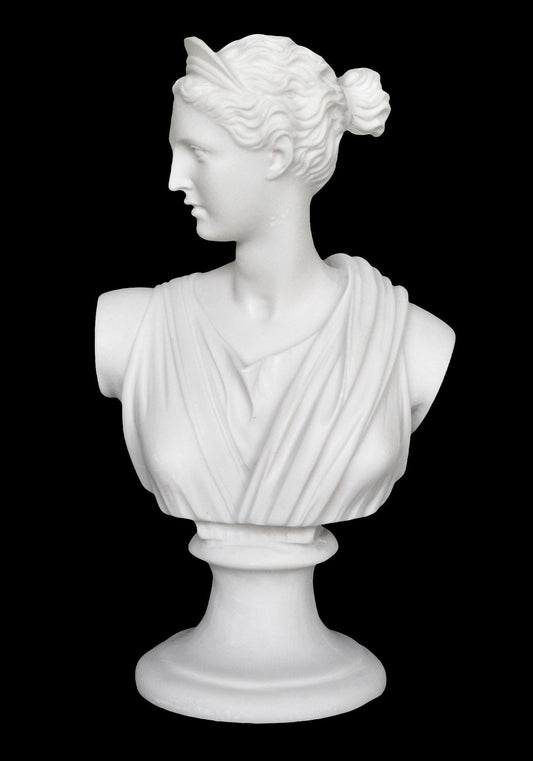 Artemis Diana Bust – Greek Roman Goddess of Hunt, the Wilderness, Wild Animals, the Moon, and Chastity - Sister of Apollo - Alabaster Statue