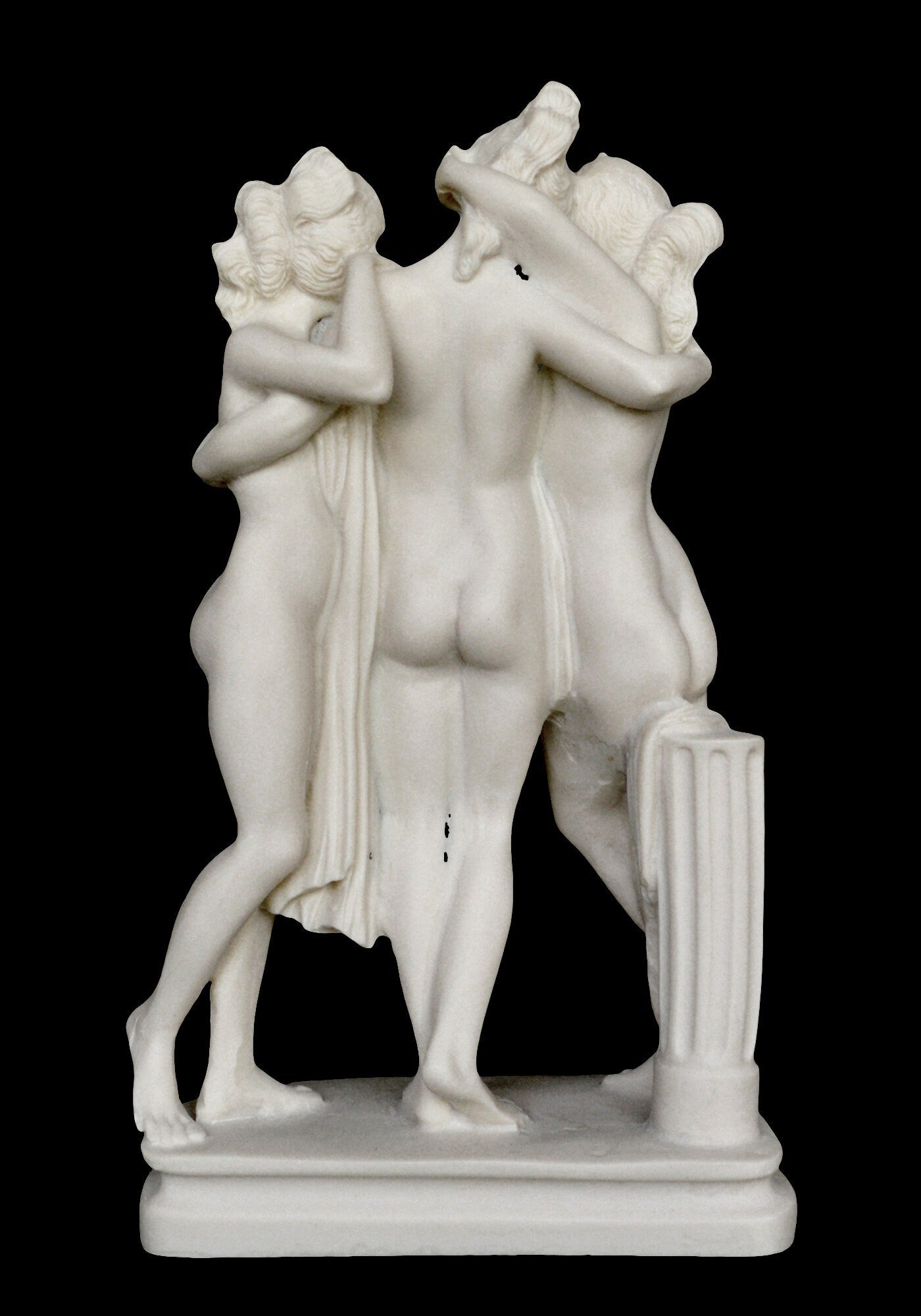 Three Graces Gratiae - Euphrosyne, Aglaia, and Thalia - Greek Roman Goddesses of Pleasure, Creativity - Alabaster Sculpture