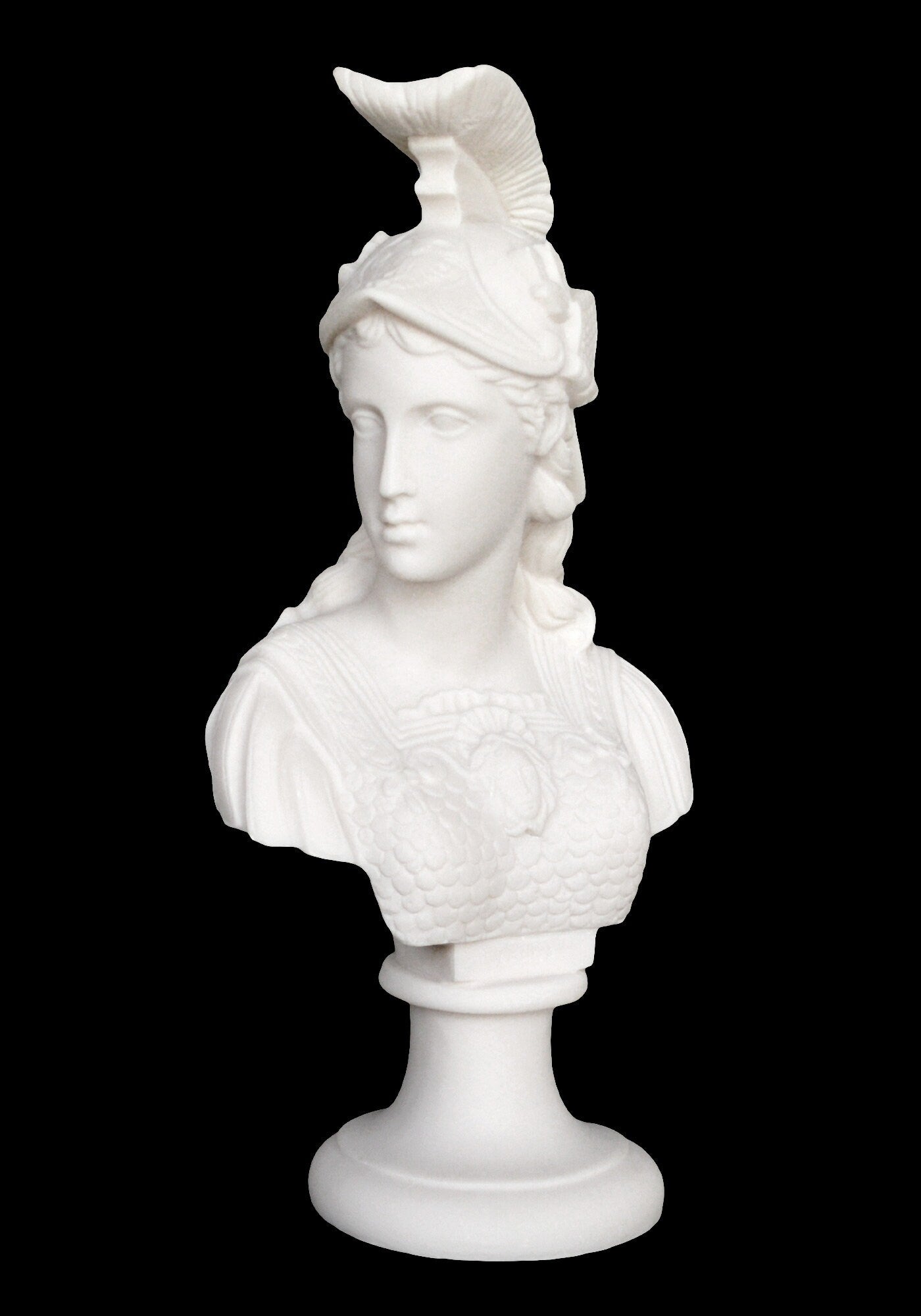 Athena Minerva Bust - Greek Roman Goddes of Wisdom, Strength, Strategy, Courage, Inspiration, Arts, Crafts, and Skill - Alabaster Sculpture