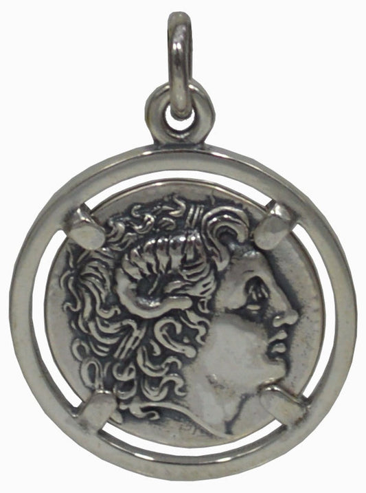 Alexander The Great - King of Macedonia - Lysimachos Coin - Pendant - 925 Sterling Silver