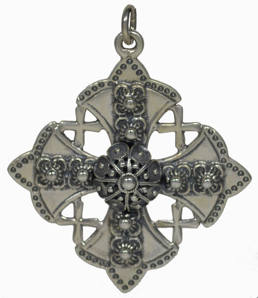 Byzantine Cross - Symbol of Faith - Large Ornate - Pendant - 925 Sterling Silver