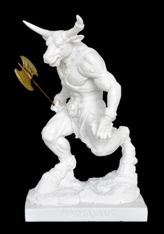 Minotaur - Mythical Creature, Half-Man, Half-Bull - Fierce and Very Strong - Labyrinth, King Minos, Crete, Theseus - Alabaster Sculpture