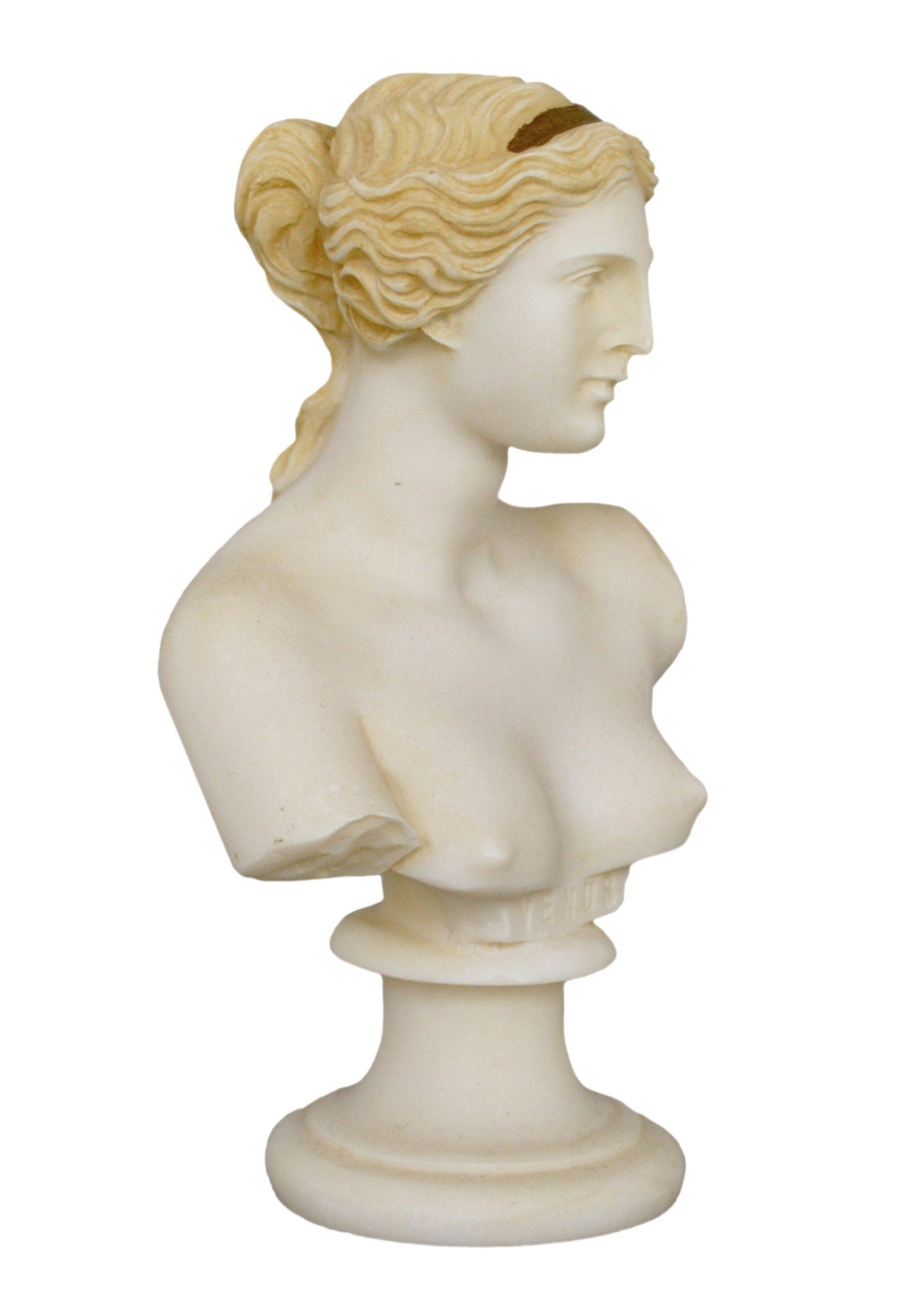 Aphrodite Venus Bust - Greek Roman Goddess of Love, Beauty, Sexual Pleasure, Fertility - Aged Alabaster Statue