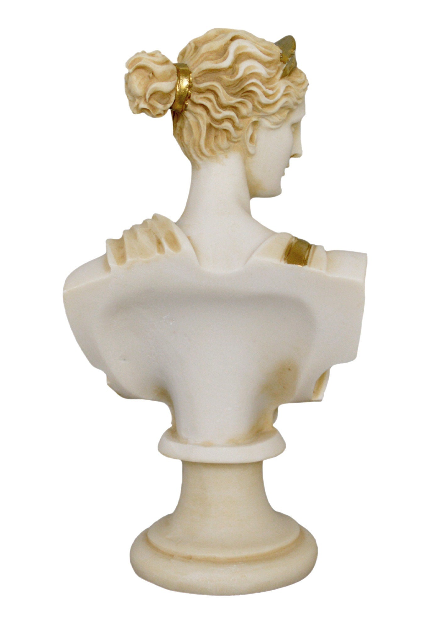 Artemis Diana - Greek Roman goddess of Hunt, protector of Girls - Small Aged Alabaster Bust