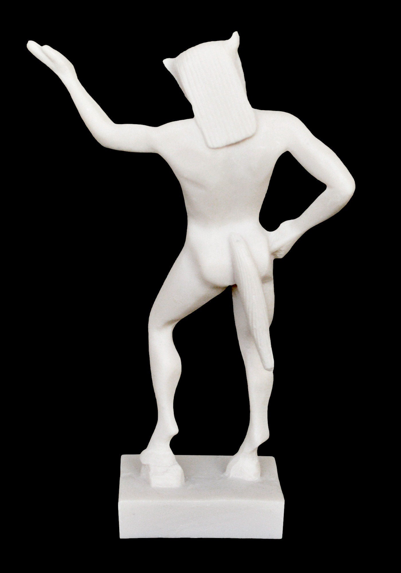 Satyr - Male Nature Spirit - Attendant of Pan and Dionysus - Goat-Human Hybrid - Ready for Every Physical Pleasure - Alabaster Statue