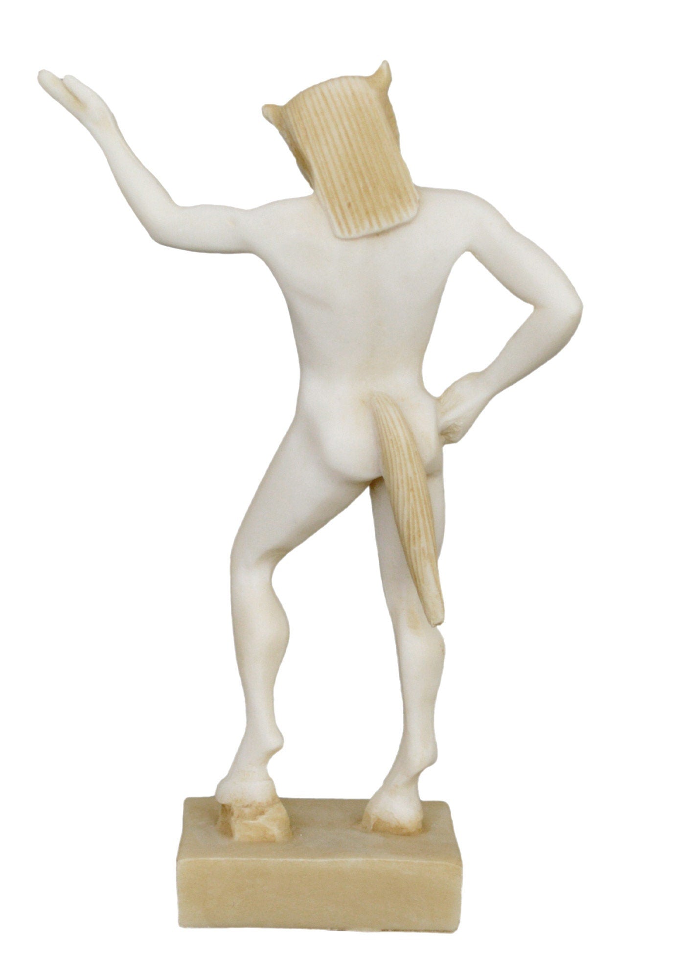 Satyr - Male Nature Spirit - Attendant of Pan and Dionysus - Goat-Human Hybrid - Ready for Every Physical Pleasure - Aged Alabaster Statue