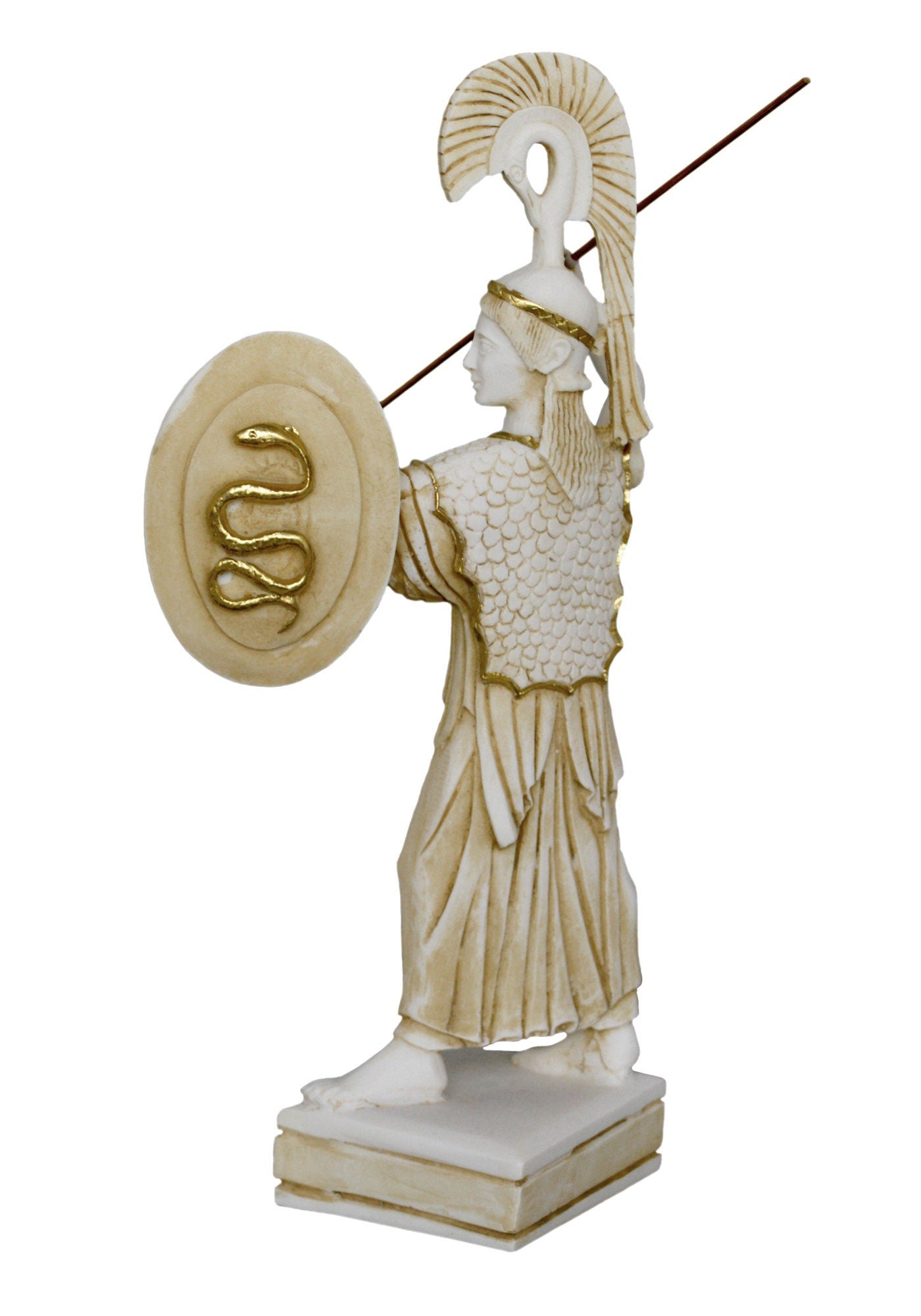 Athena Minerva - Greek Roman Goddess of Wisdom, Strength, Strategy, Courage, Inspiration, Arts, Crafts, and Skill - Aged Alabaster Statue