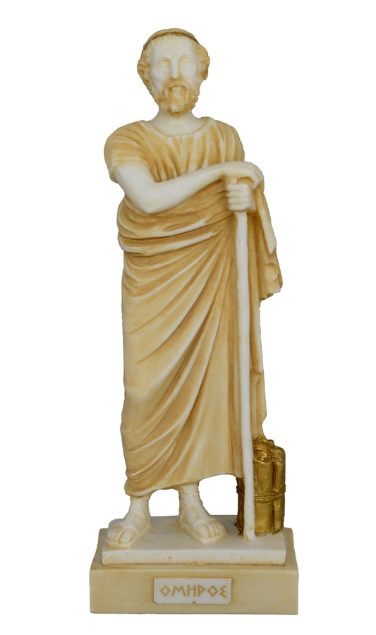 Homer - Ancient Greek Poet - Iliad and Odyssey - Most Influential Author in the Western World - Aged Alabaster Statue