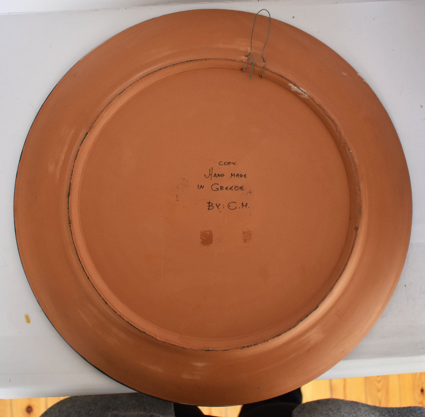 Dionysus Bacchus - Greek Roman God of wine, ecstasy, fertility, theatre - Ceramic plate - Meander design - Handmade in Greece