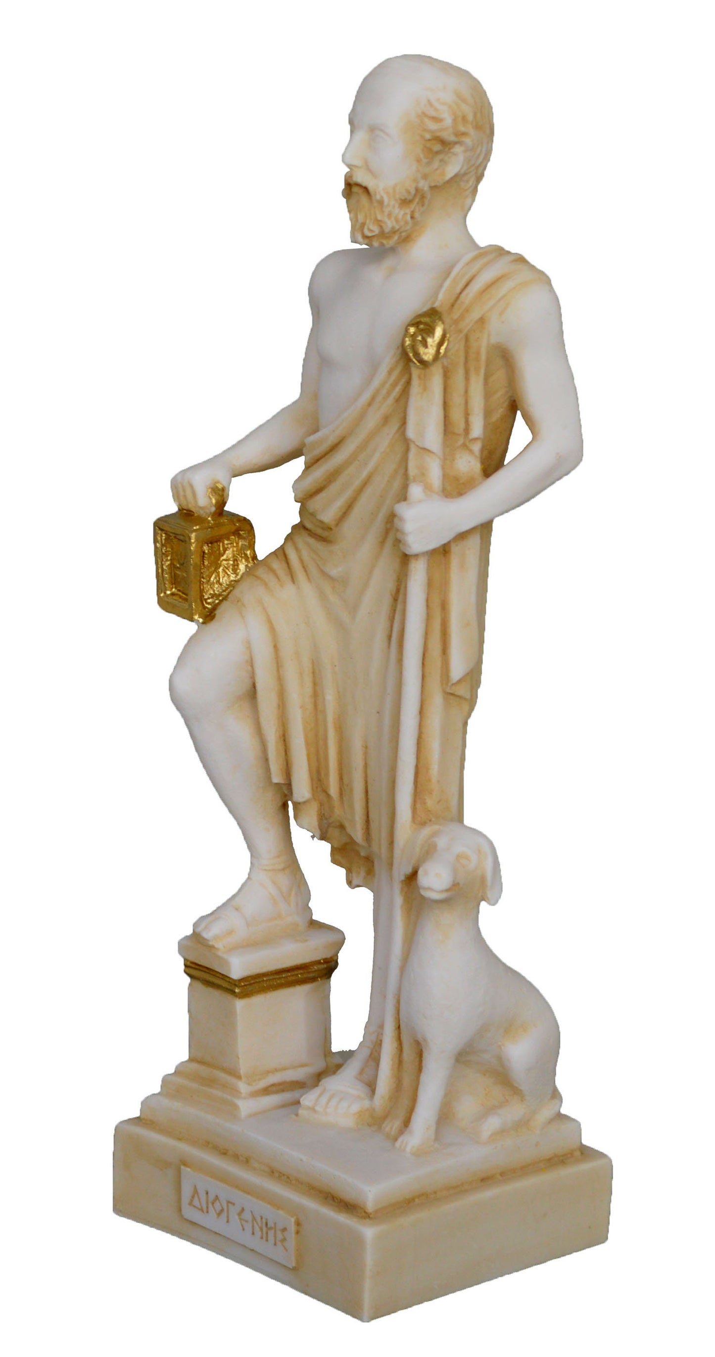 Diogenes the Cynic - Ancient Greek Philosopher - Cynicism - Student of Antisthenes - Aged Alabaster Statue Sculpture