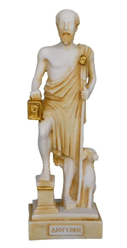 Diogenes the Cynic - Ancient Greek Philosopher - Cynicism - Student of Antisthenes - Aged Alabaster Statue Sculpture