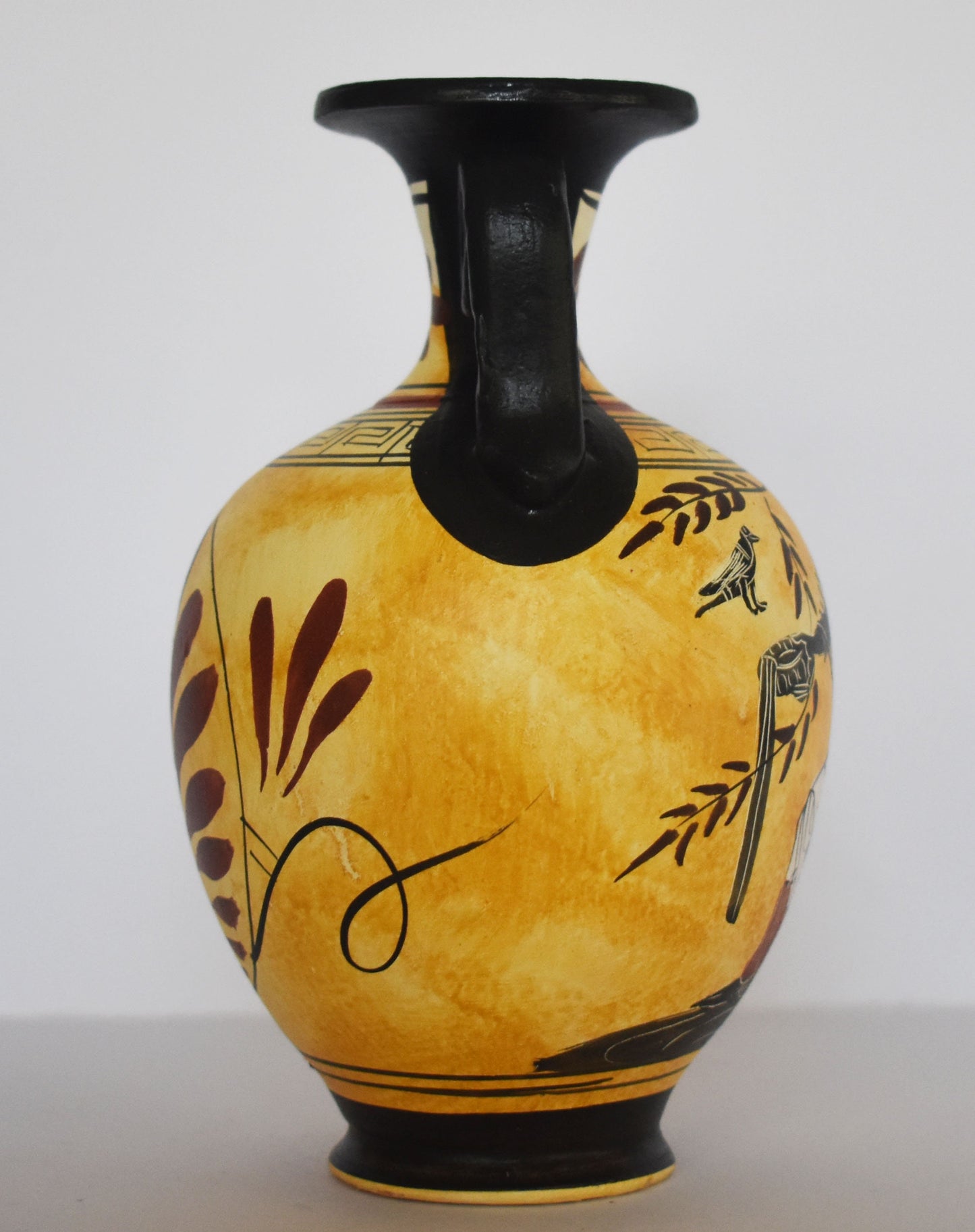 Apollo - Greek Roman God of music, poetry, art, prophecy, truth,healing, sun and light - Floral and Meander design - Ceramic Vase
