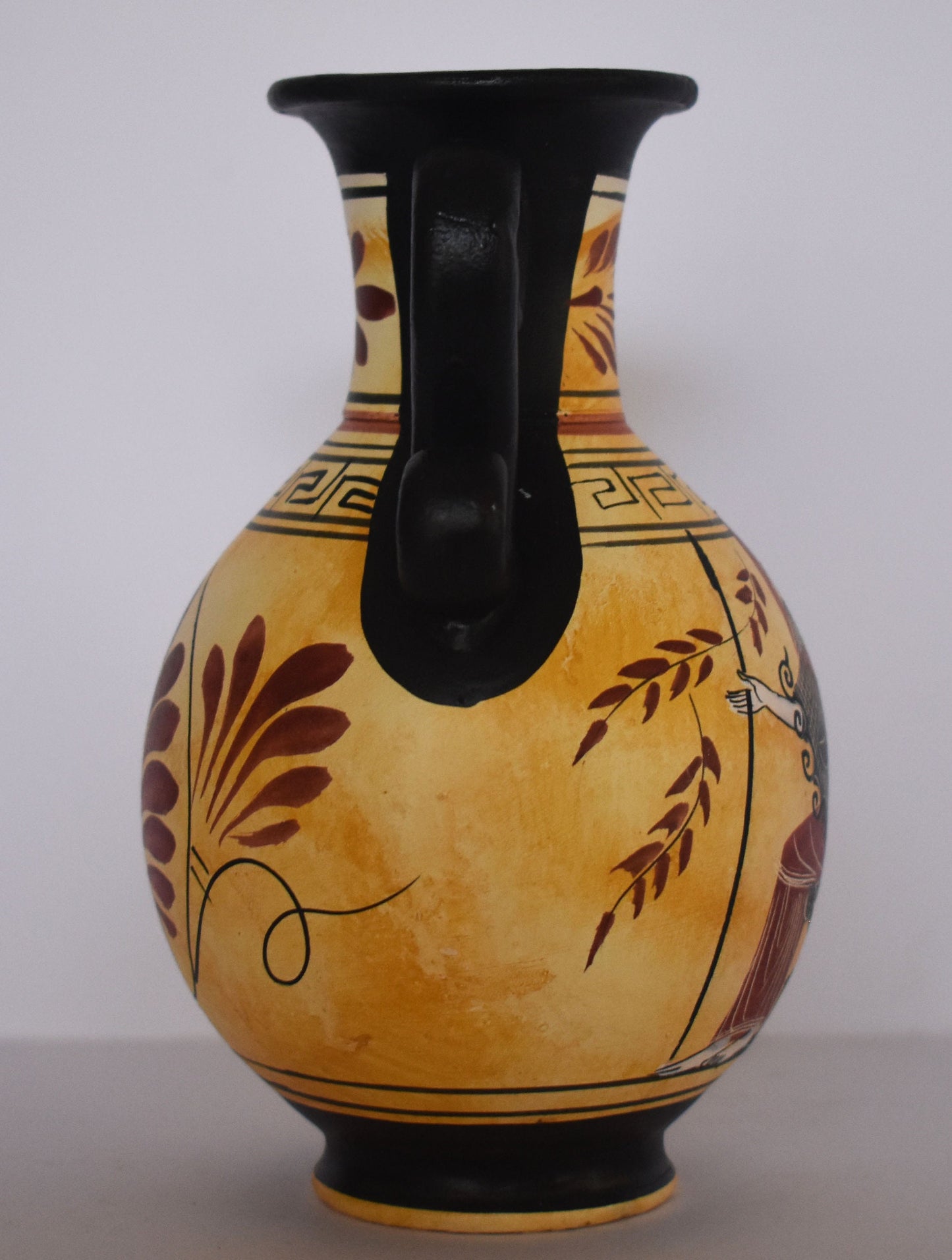 Athena Minerva - Greek Roman Goddess of Wisdom, war, handicraft - Floral and Meander design - Ceramic Vase