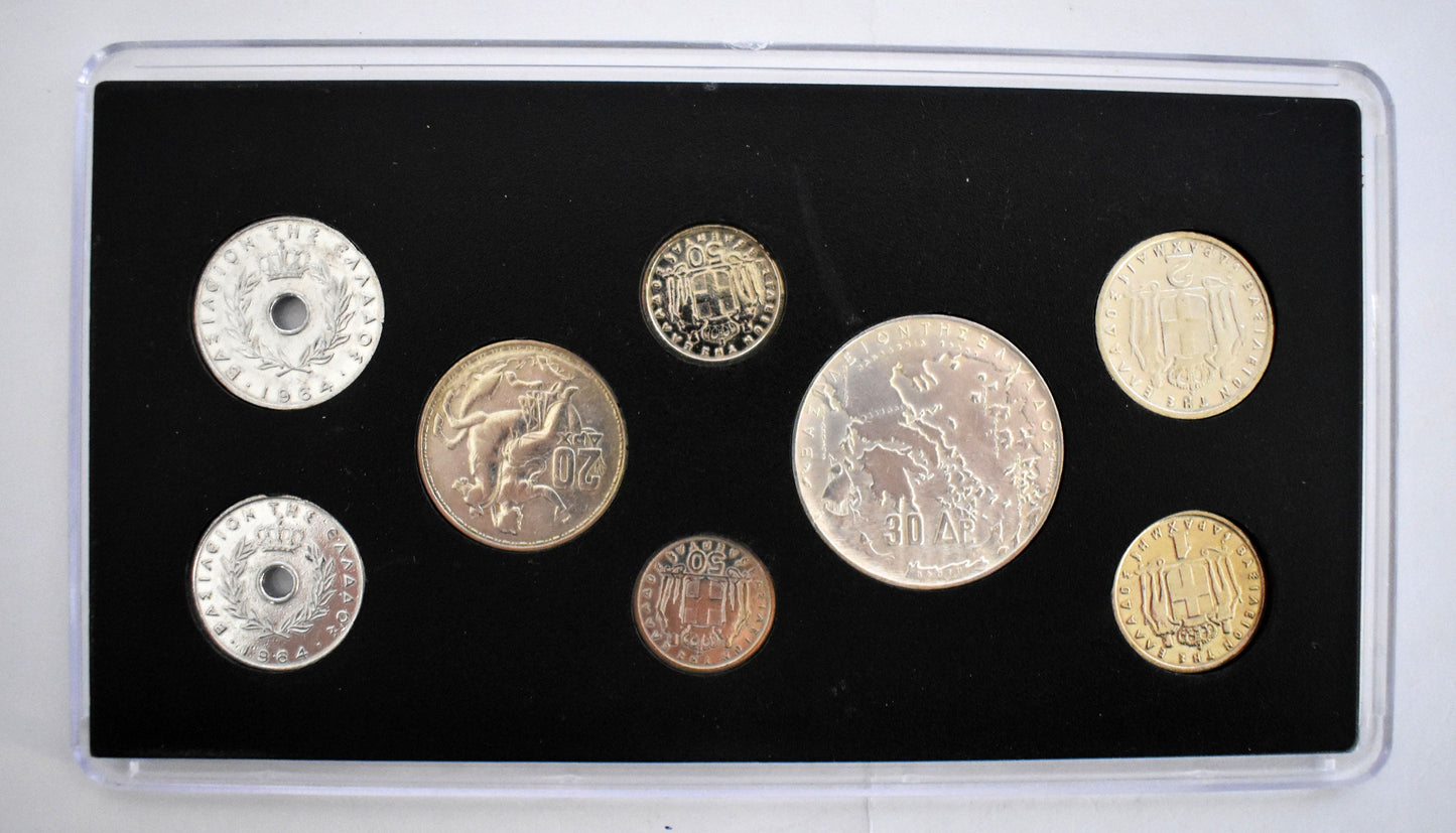 Drachmas - National Currency of Greece - Pre-Euro Coinage - Complete set of 1960 - 1962 - 1963 - 1964 -  Original Coins Collection