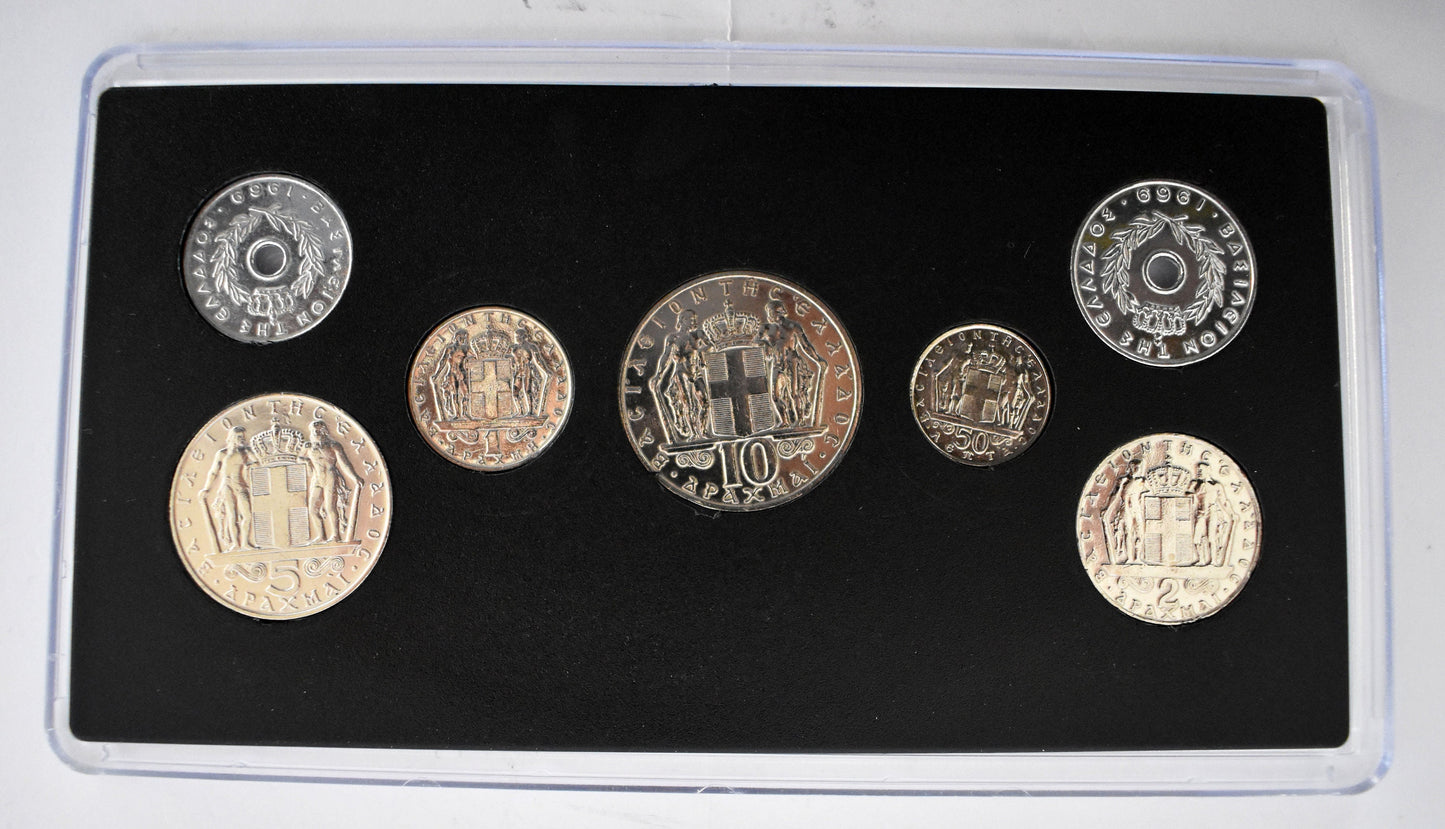 Drachmas - National Currency of Greece - Pre-Euro Coinage - Complete set of 1968 - 1969 - 1970  -  Original Coins Collection
