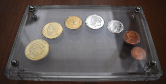 Drachmas - National Currency of Greece - Pre-Euro Coinage - 2000 - commemorative set in Plexiglass Case - Original Coins Collection